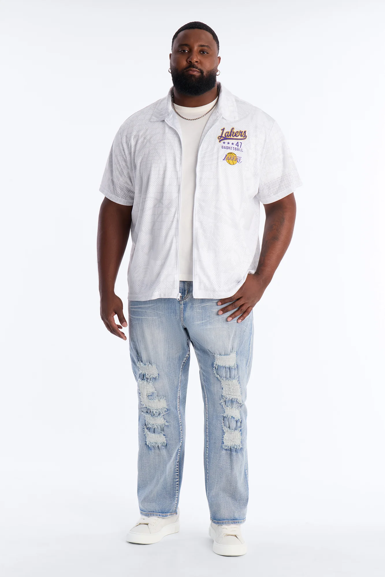 Straight Ripped Reality Jeans - Light Wash - Image 5