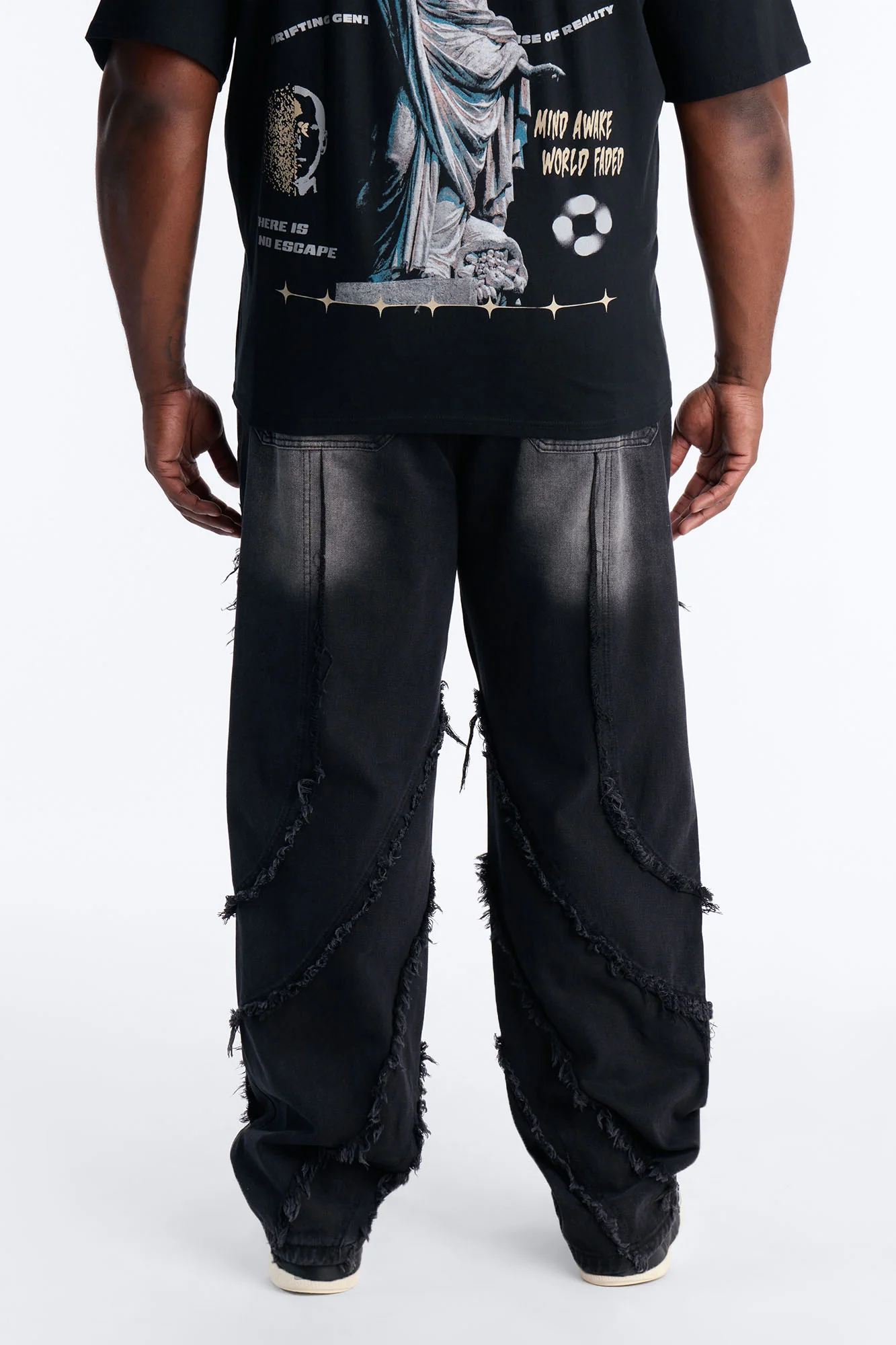Straight Street Fray Jeans - Black Wash - Image 11