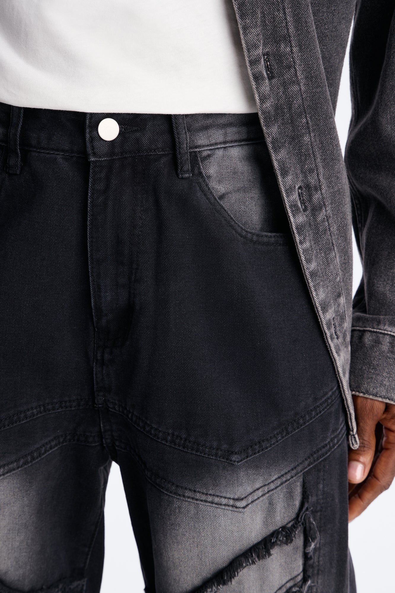 Straight Street Fray Jeans - Black Wash - Image 3