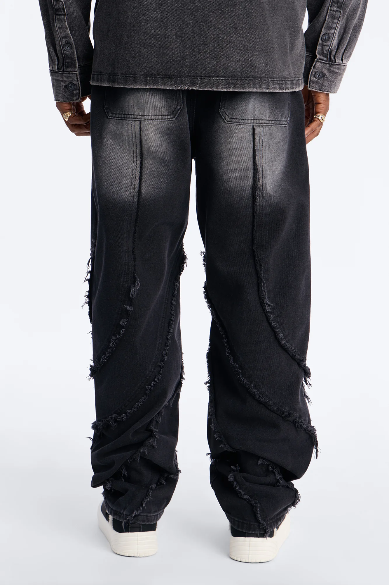 Straight Street Fray Jeans - Black Wash - Image 5