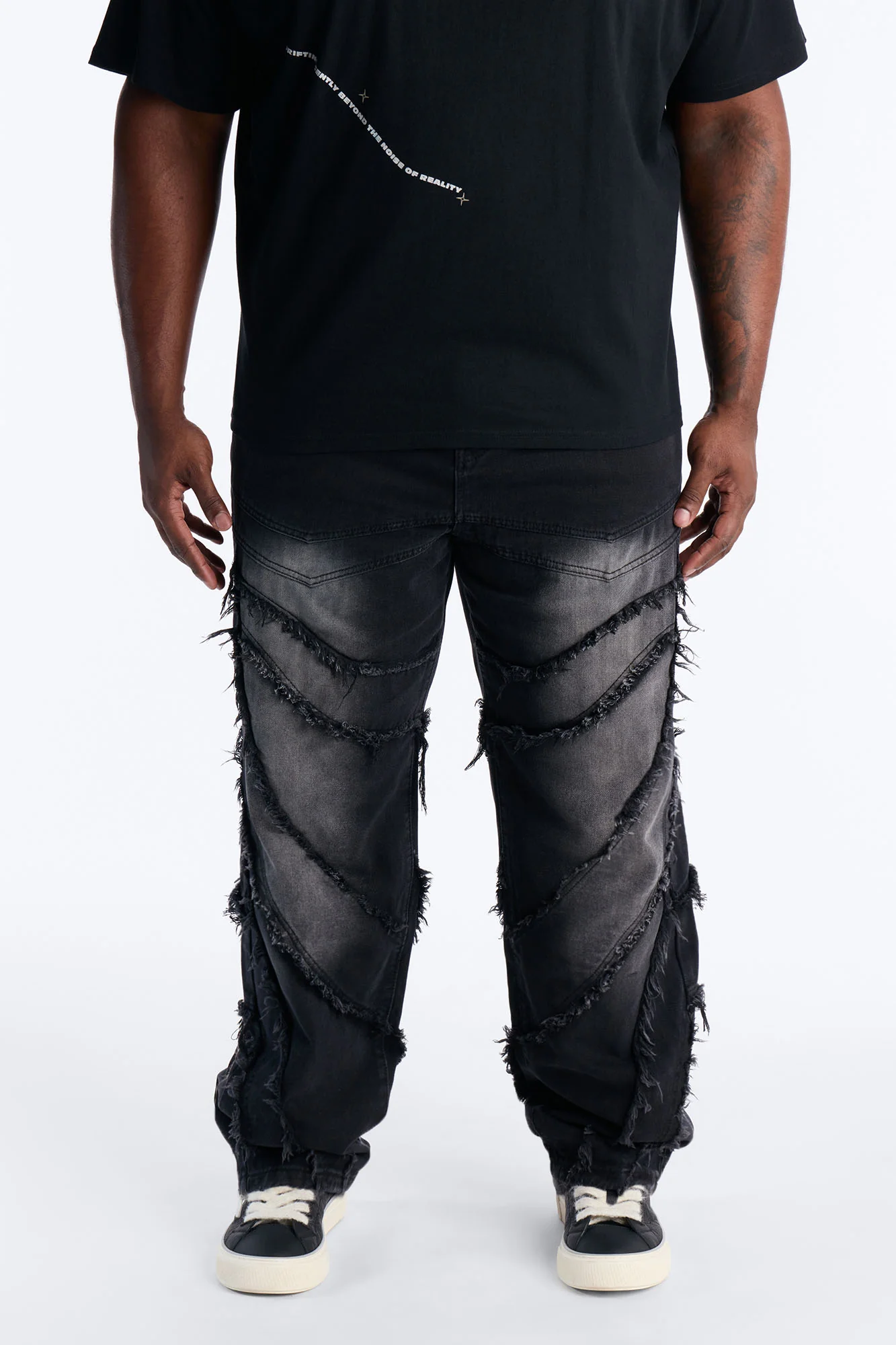Straight Street Fray Jeans - Black Wash - Image 6