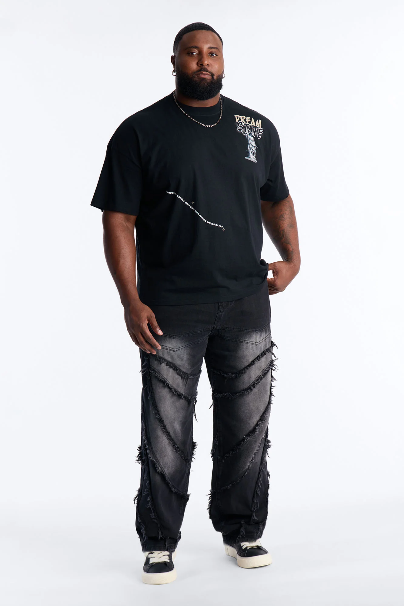 Straight Street Fray Jeans - Black Wash - Image 7
