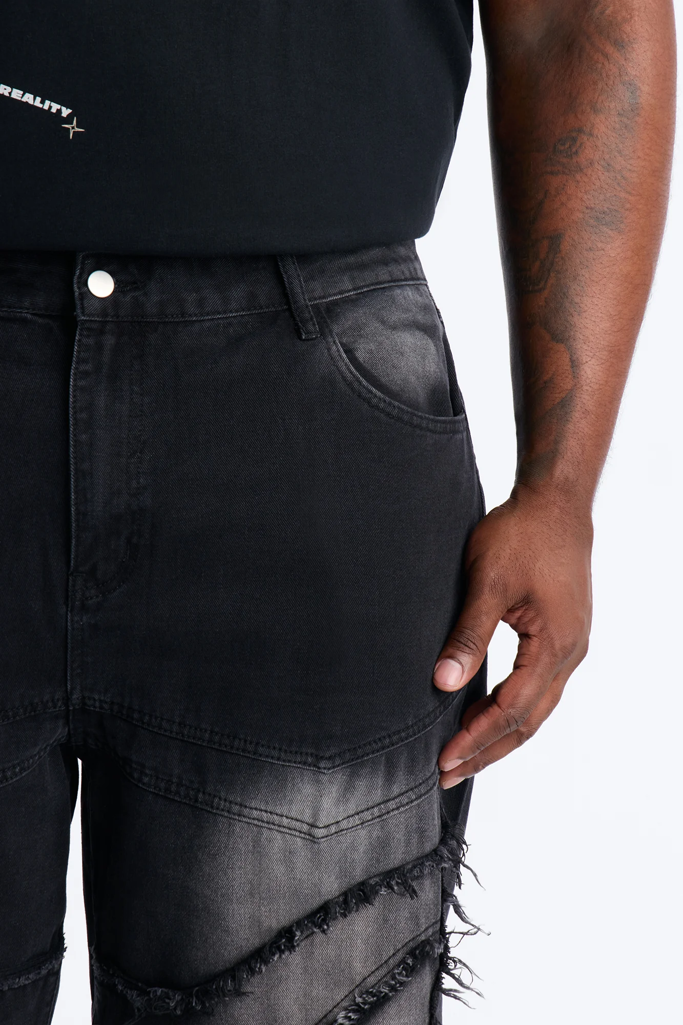 Straight Street Fray Jeans - Black Wash - Image 8