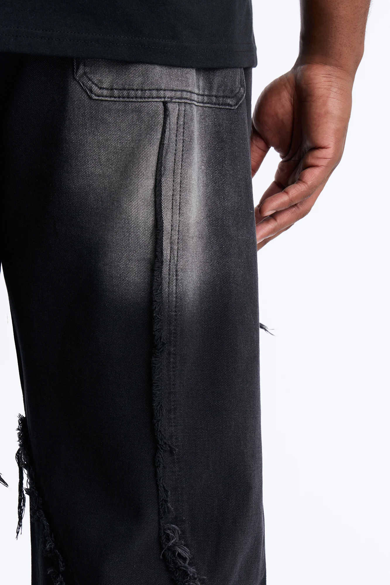 Straight Street Fray Jeans - Black Wash - Image 9