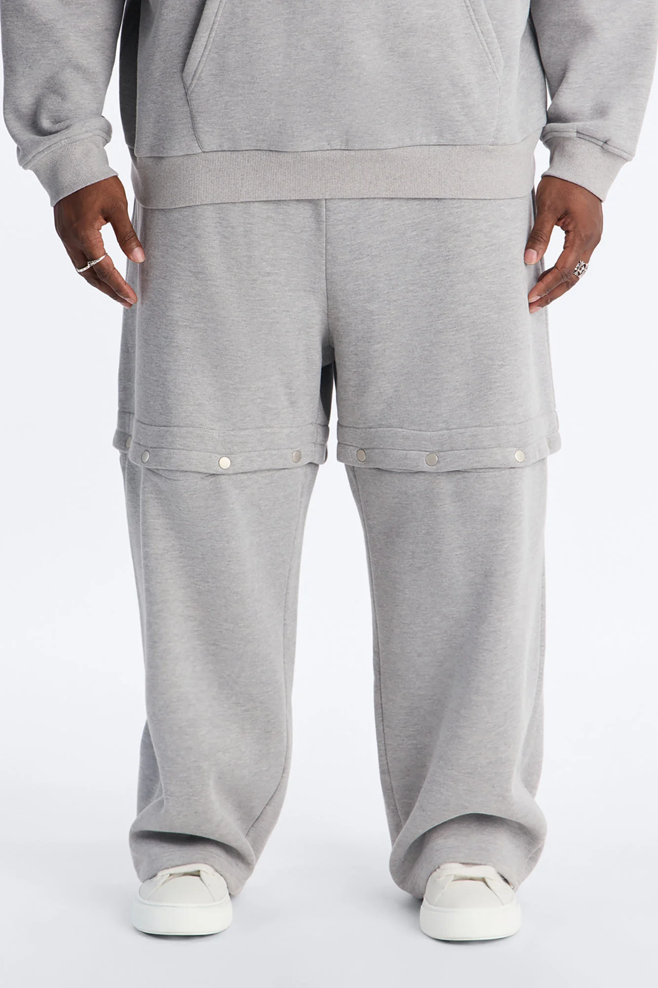 Straight Tear Away Convertible Sweatpants - Grey - Image 4
