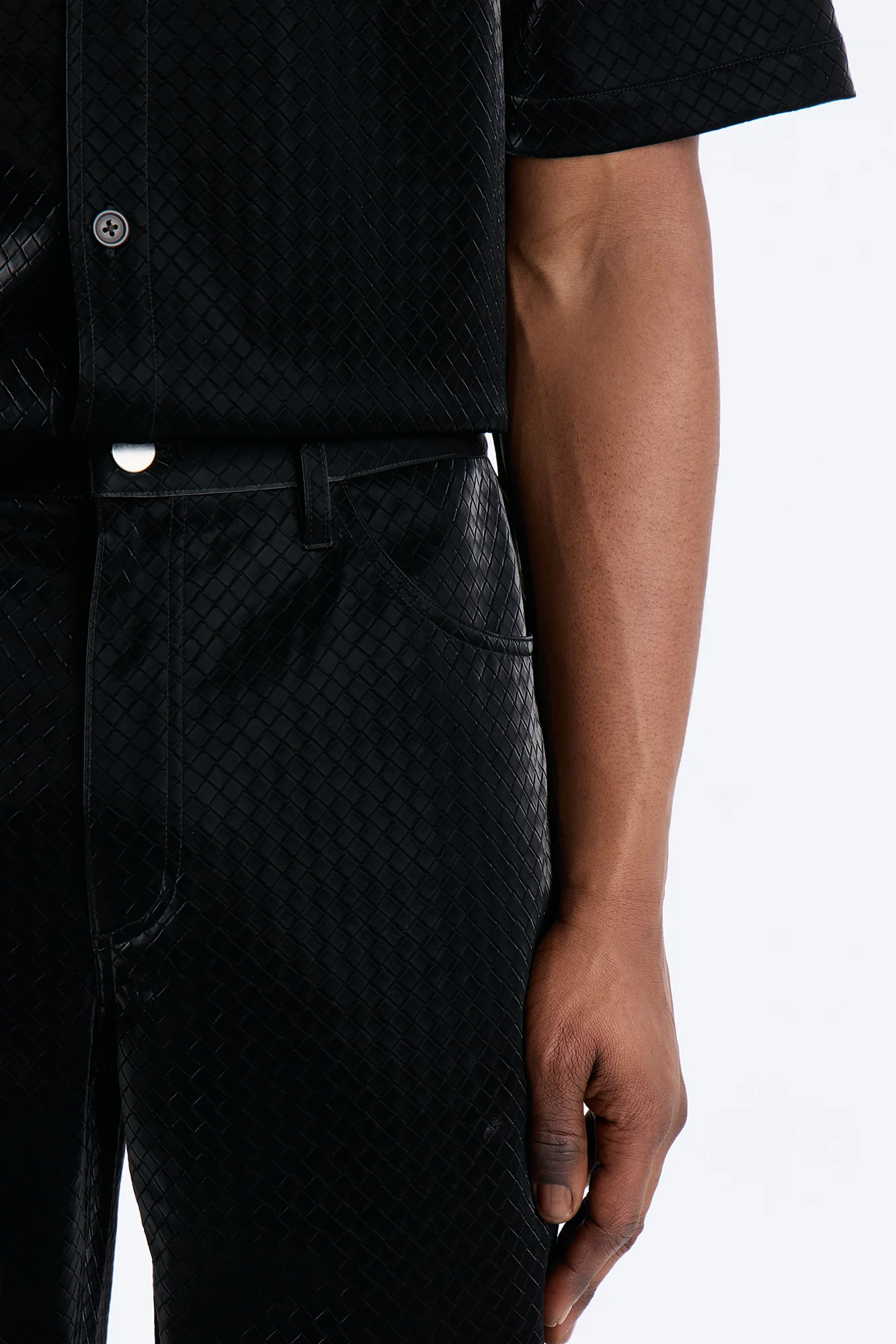 Straight Tisse Textured Faux Leather Pant - Black - Image 3