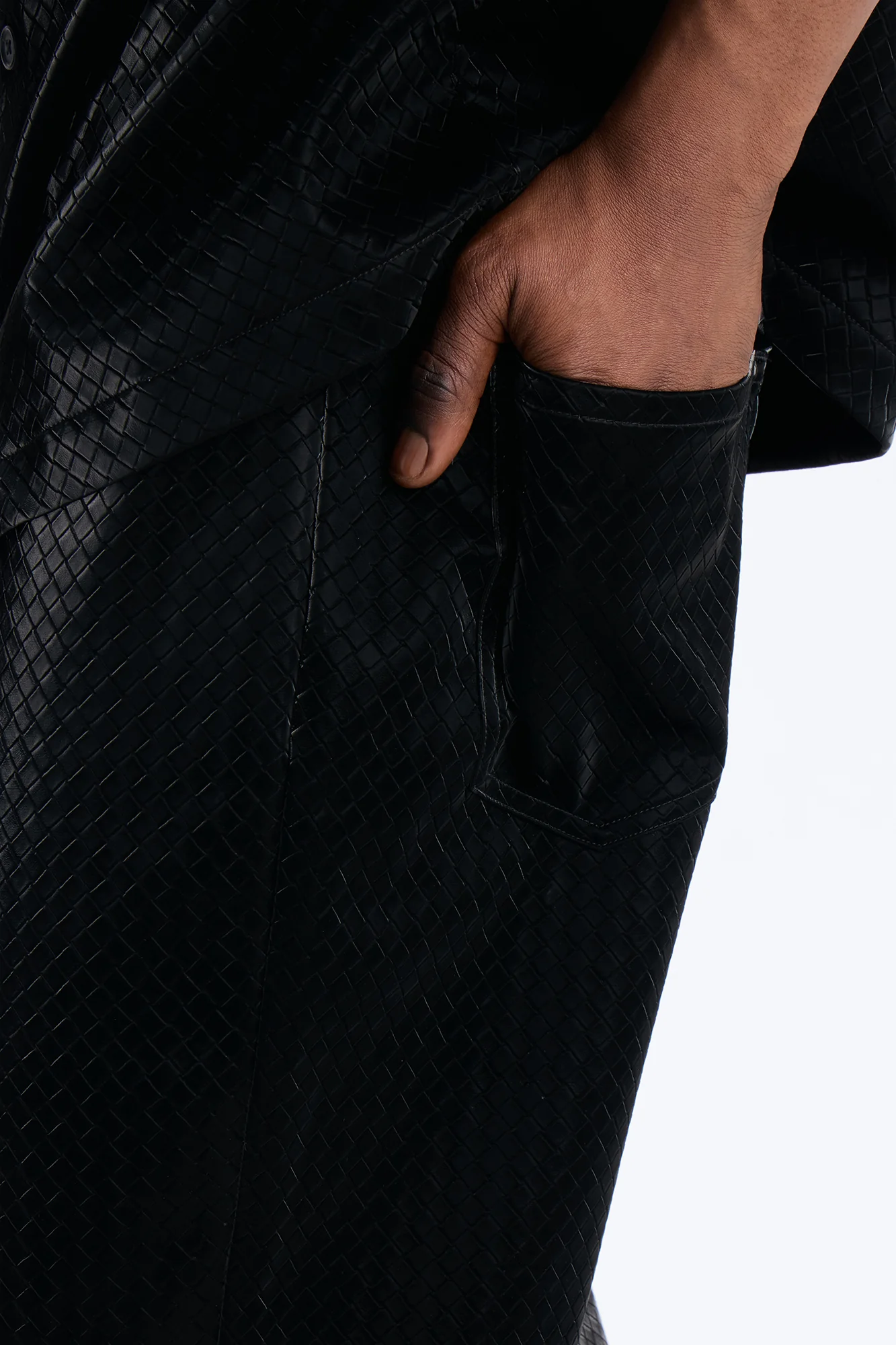 Straight Tisse Textured Faux Leather Pant - Black - Image 4