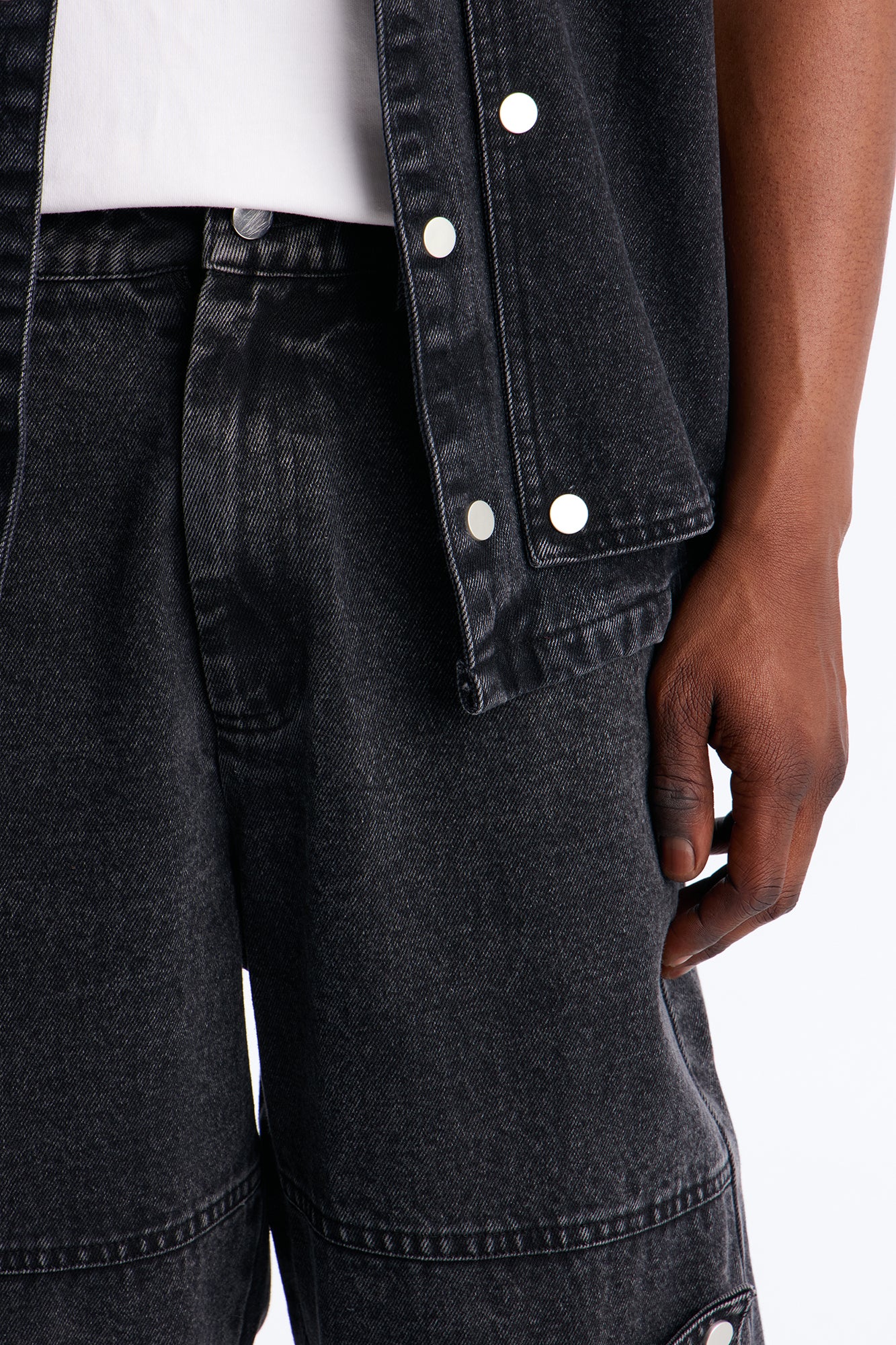 Straight Utility Snap Panel Jean - Black Wash - Image 3