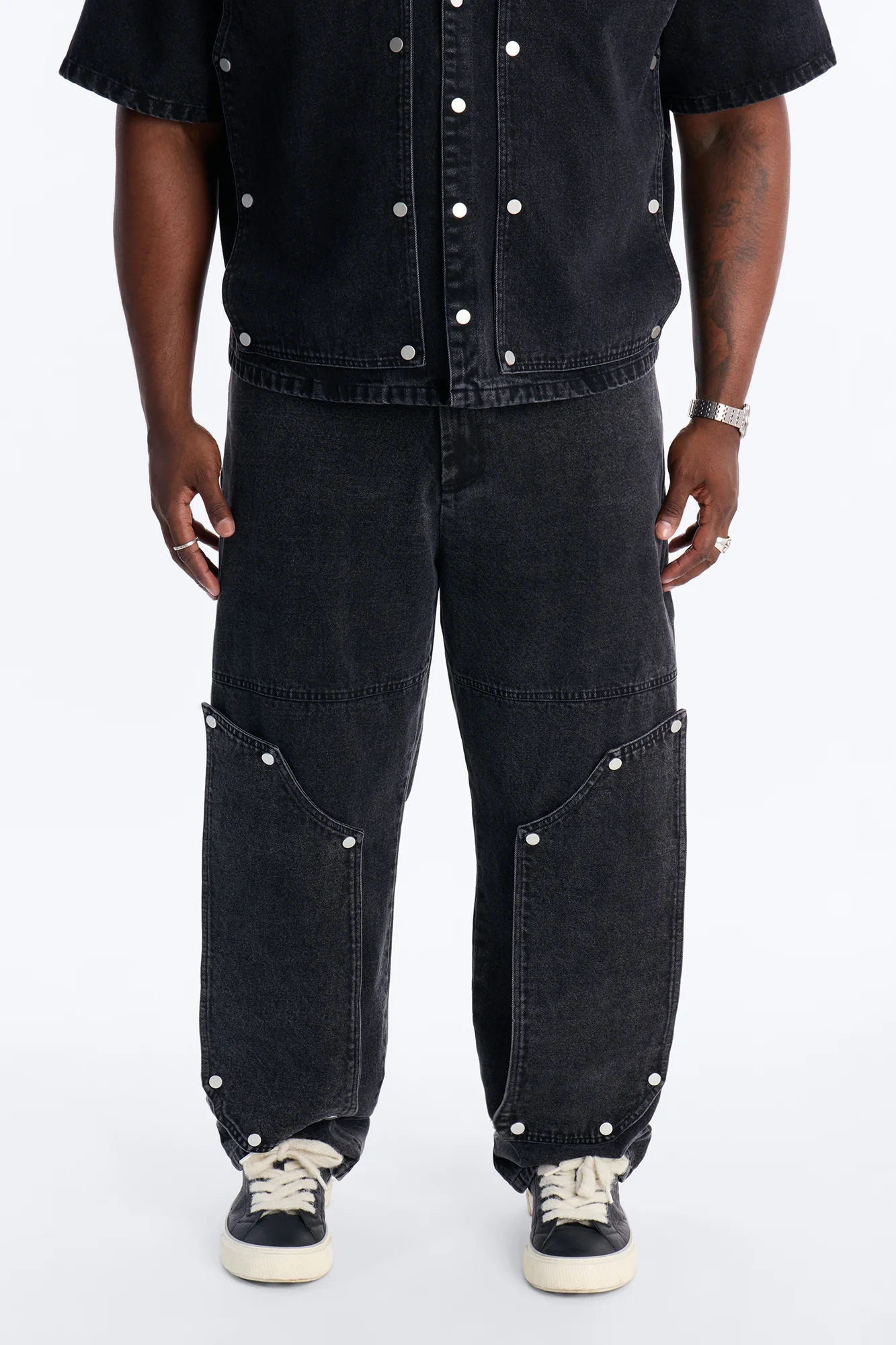 Straight Utility Snap Panel Jean - Black Wash - Image 5