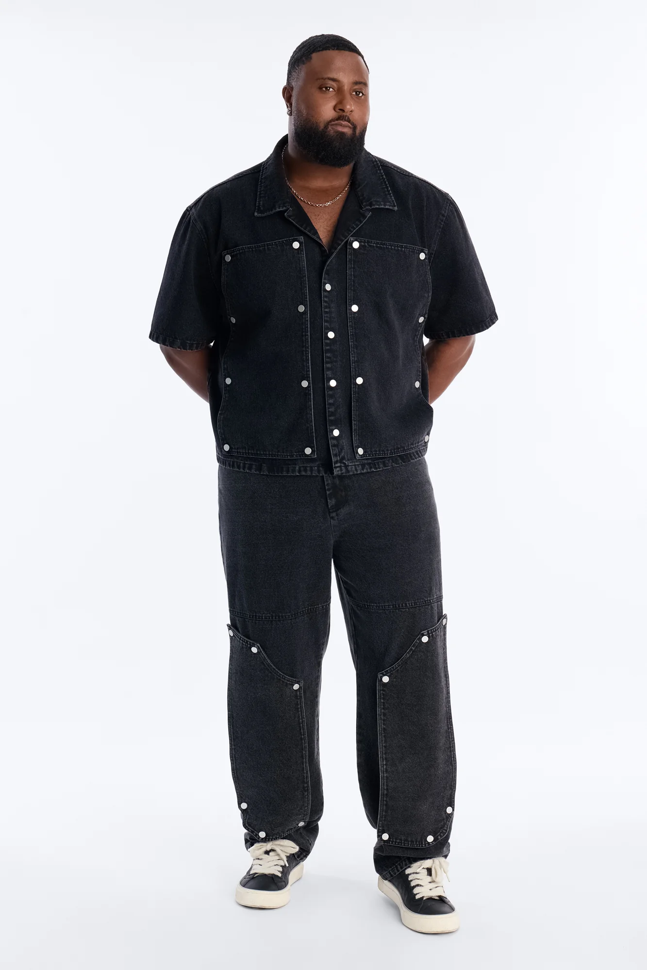 Straight Utility Snap Panel Jean - Black Wash - Image 6