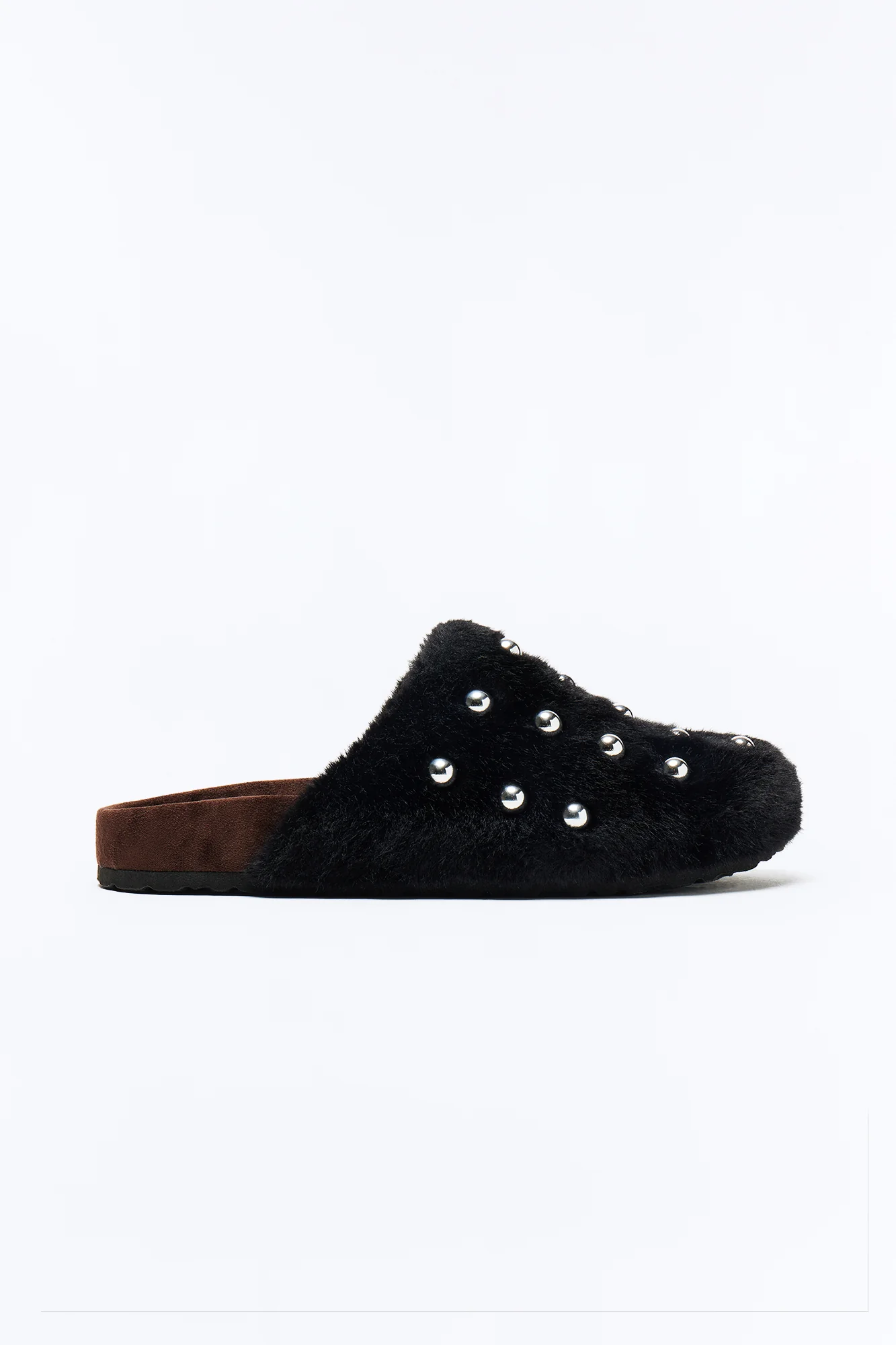 Strands Studded Sherpa Flats - Black