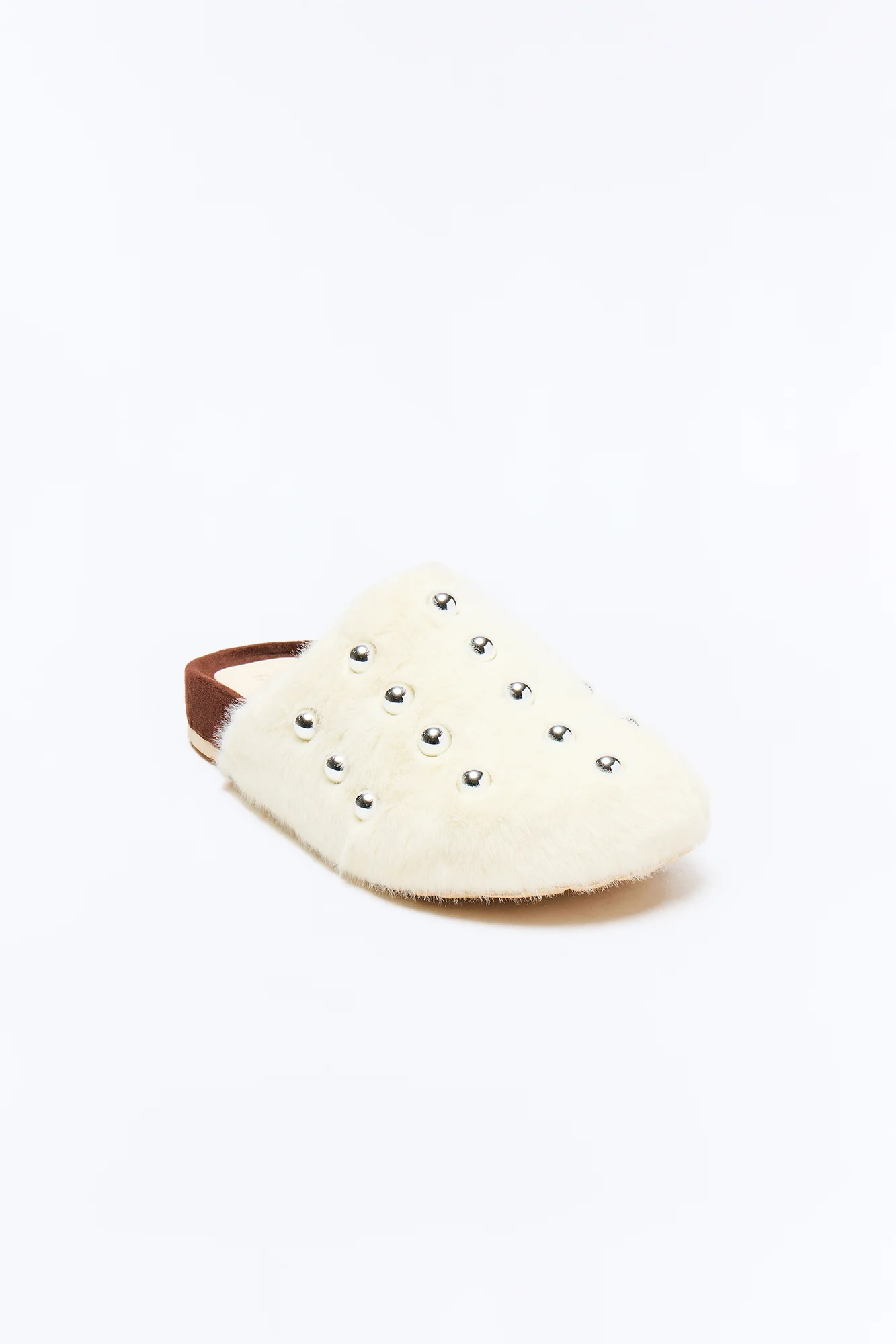 Strands Studded Sherpa Flats - White - Image 2