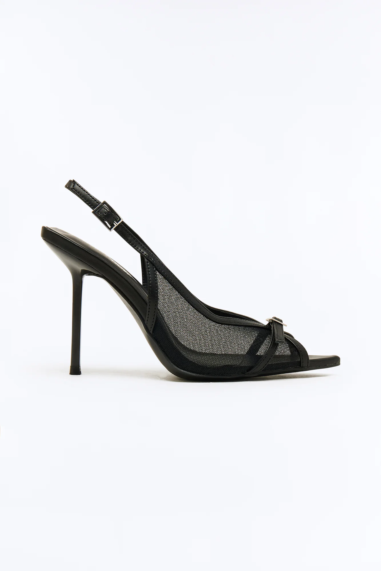 Streep Peep Toe Mesh Pumps - Black