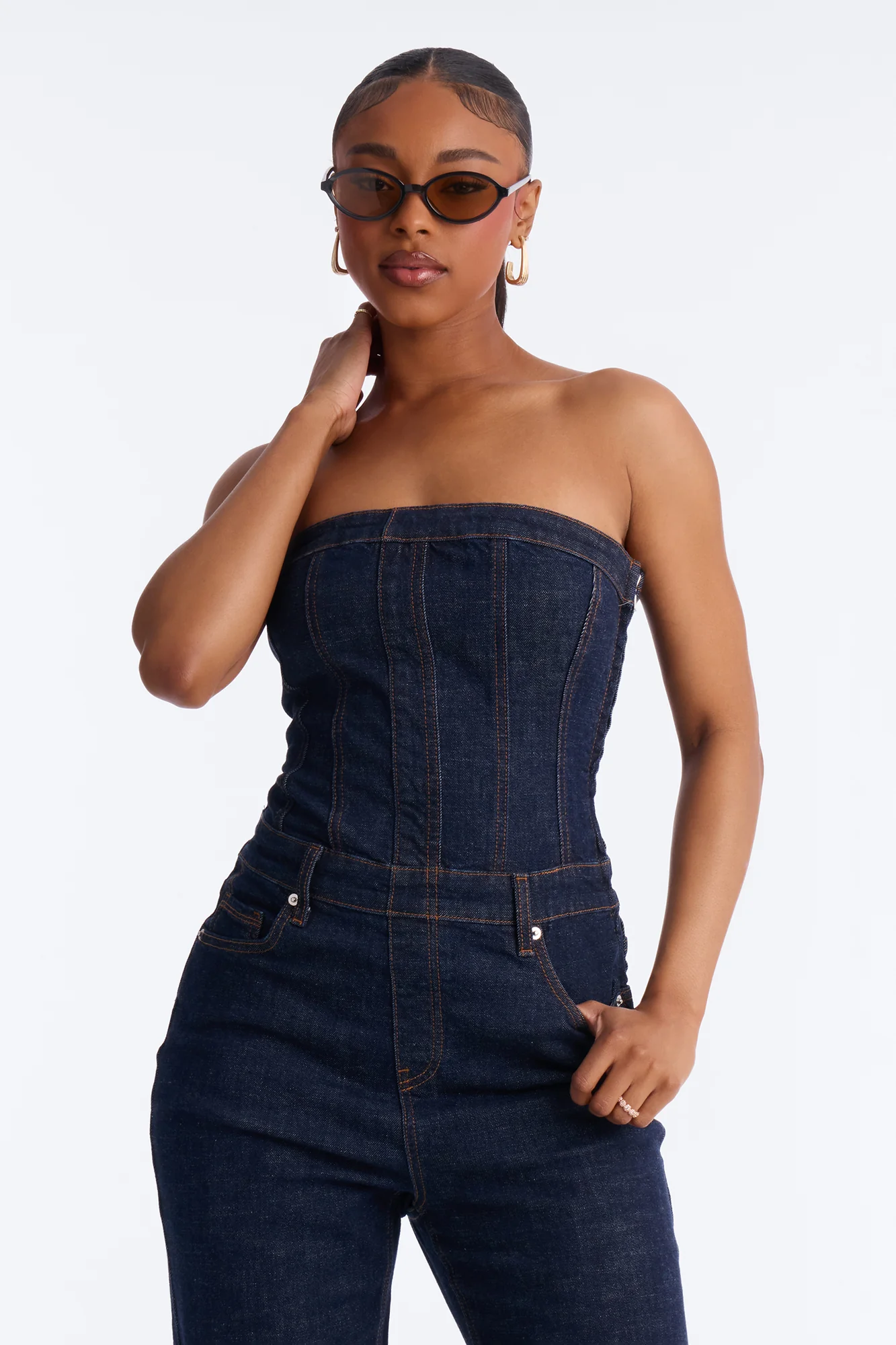 Street Blues Denim Jumpsuit - Dark Wash - Image 2