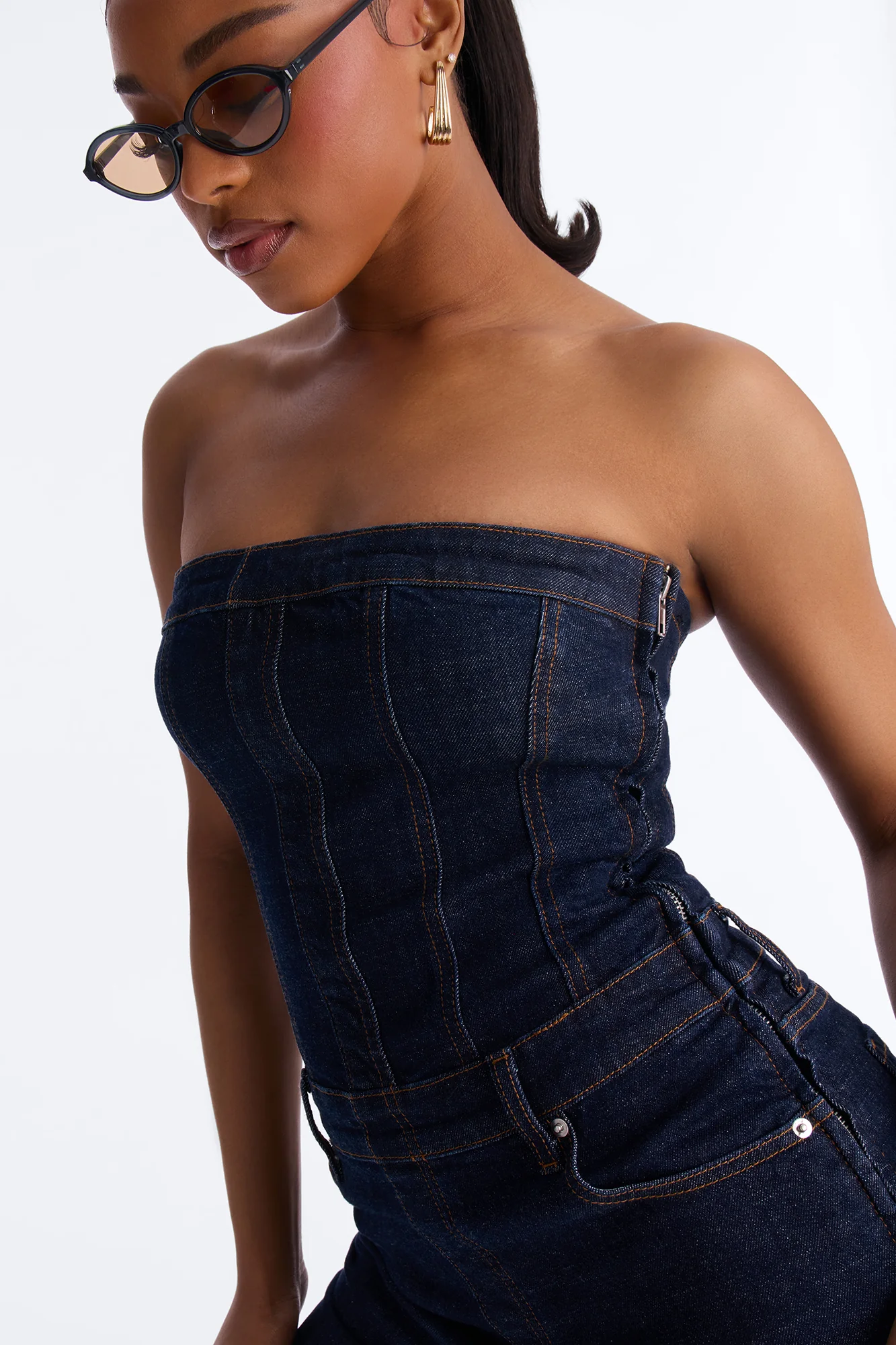 Street Blues Denim Jumpsuit - Dark Wash - Image 3