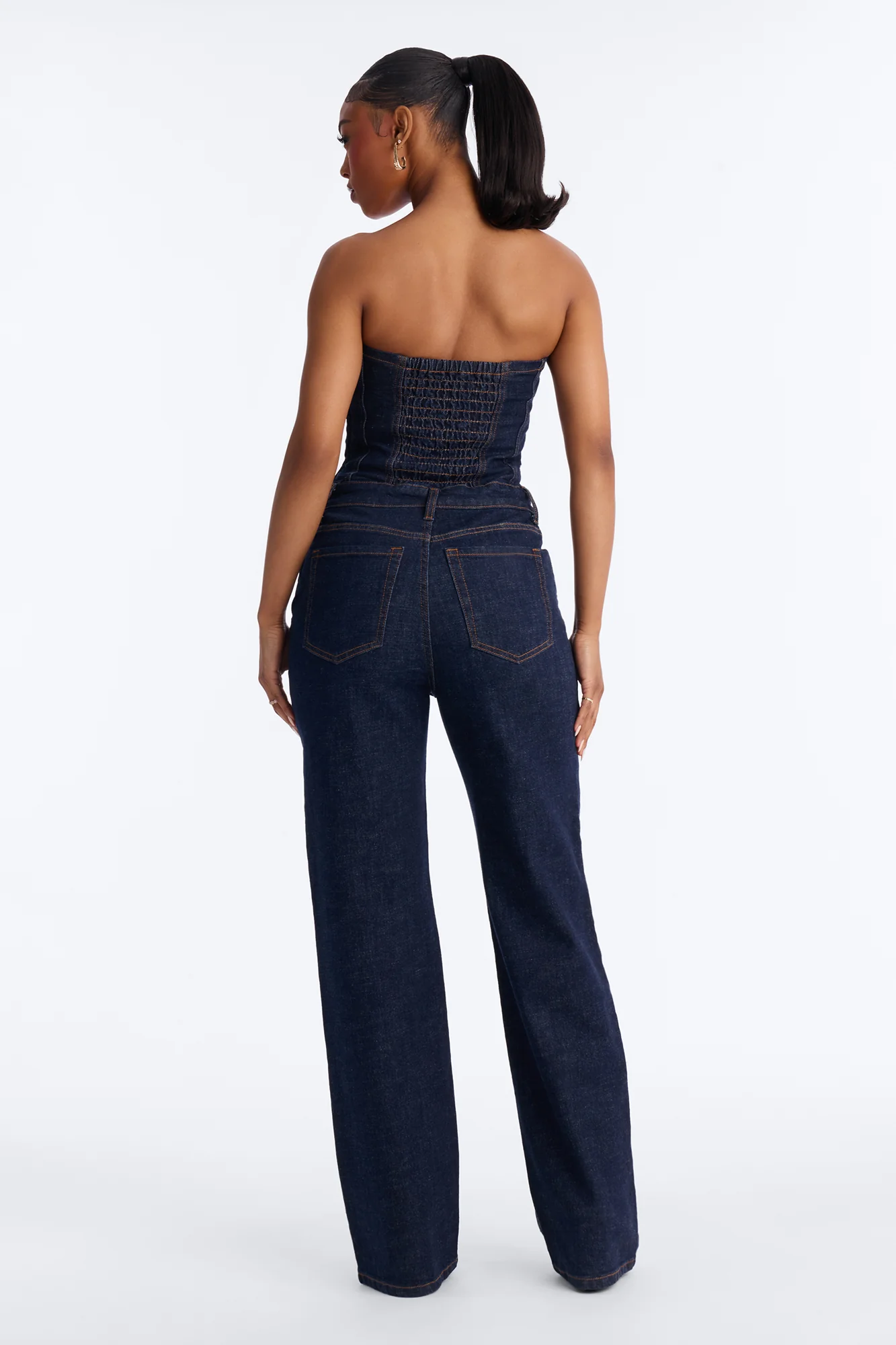 Street Blues Denim Jumpsuit - Dark Wash - Image 4