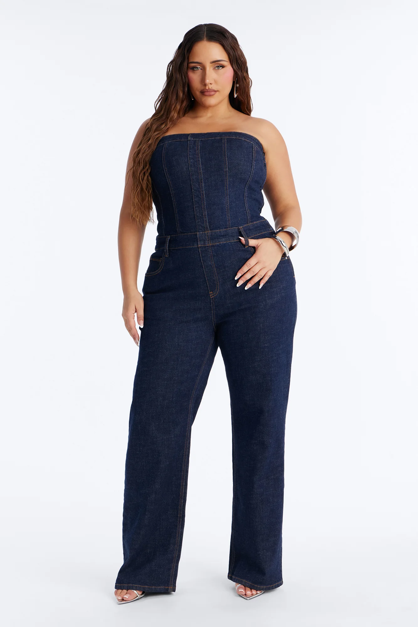 Street Blues Denim Jumpsuit - Dark Wash - Image 5