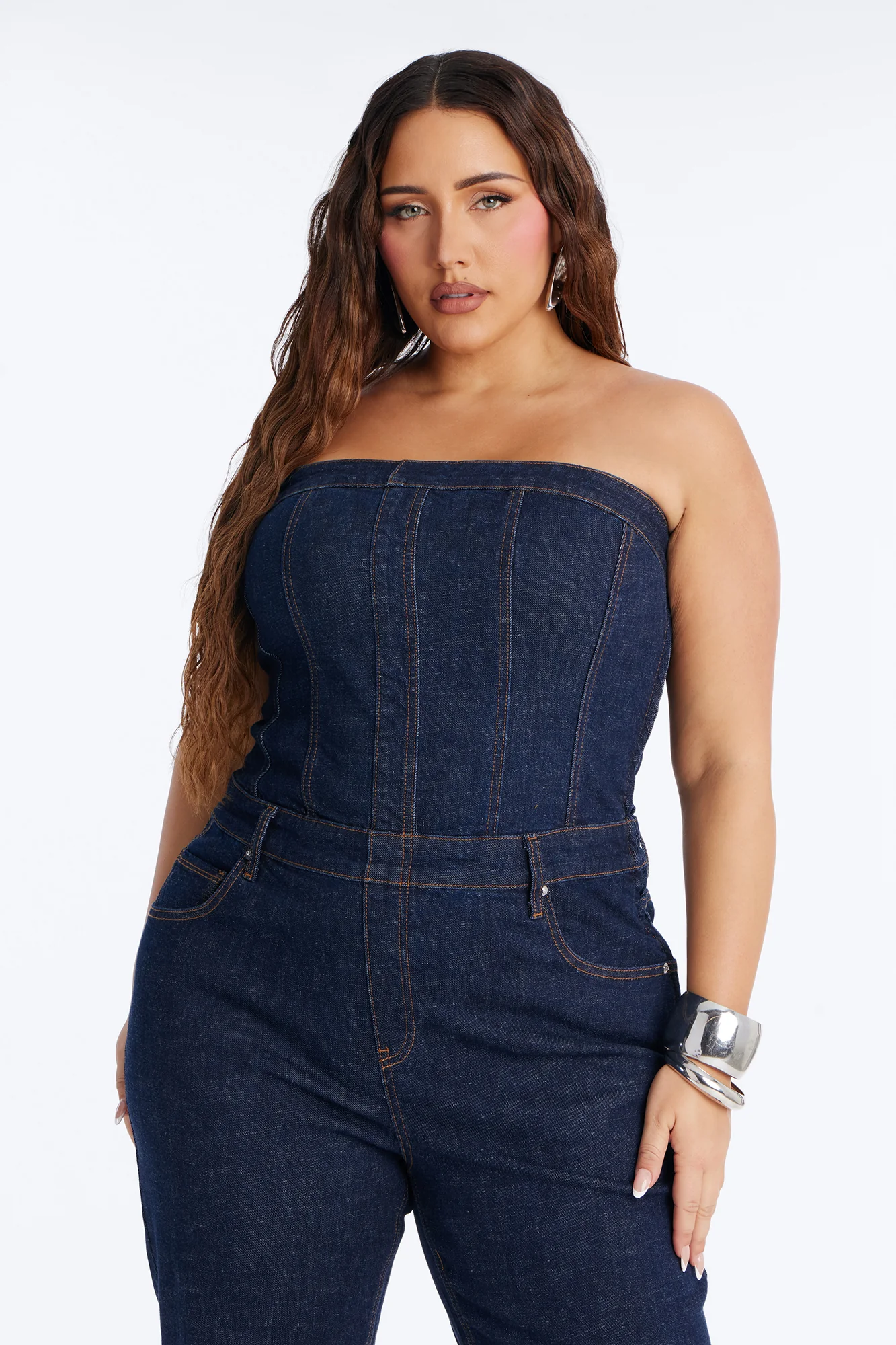 Street Blues Denim Jumpsuit - Dark Wash - Image 6