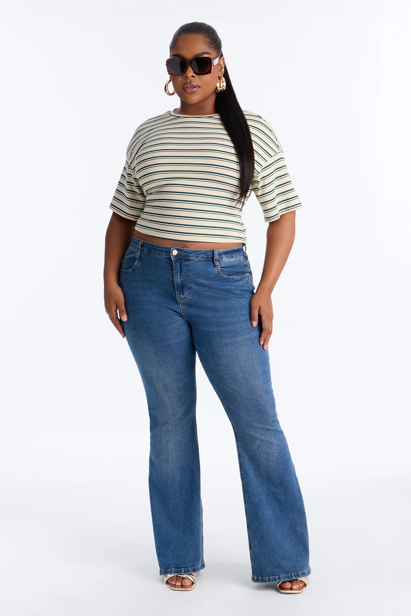 Street Ease Striped Sinched Waist T-Shirt - Cream/combo - Image 5