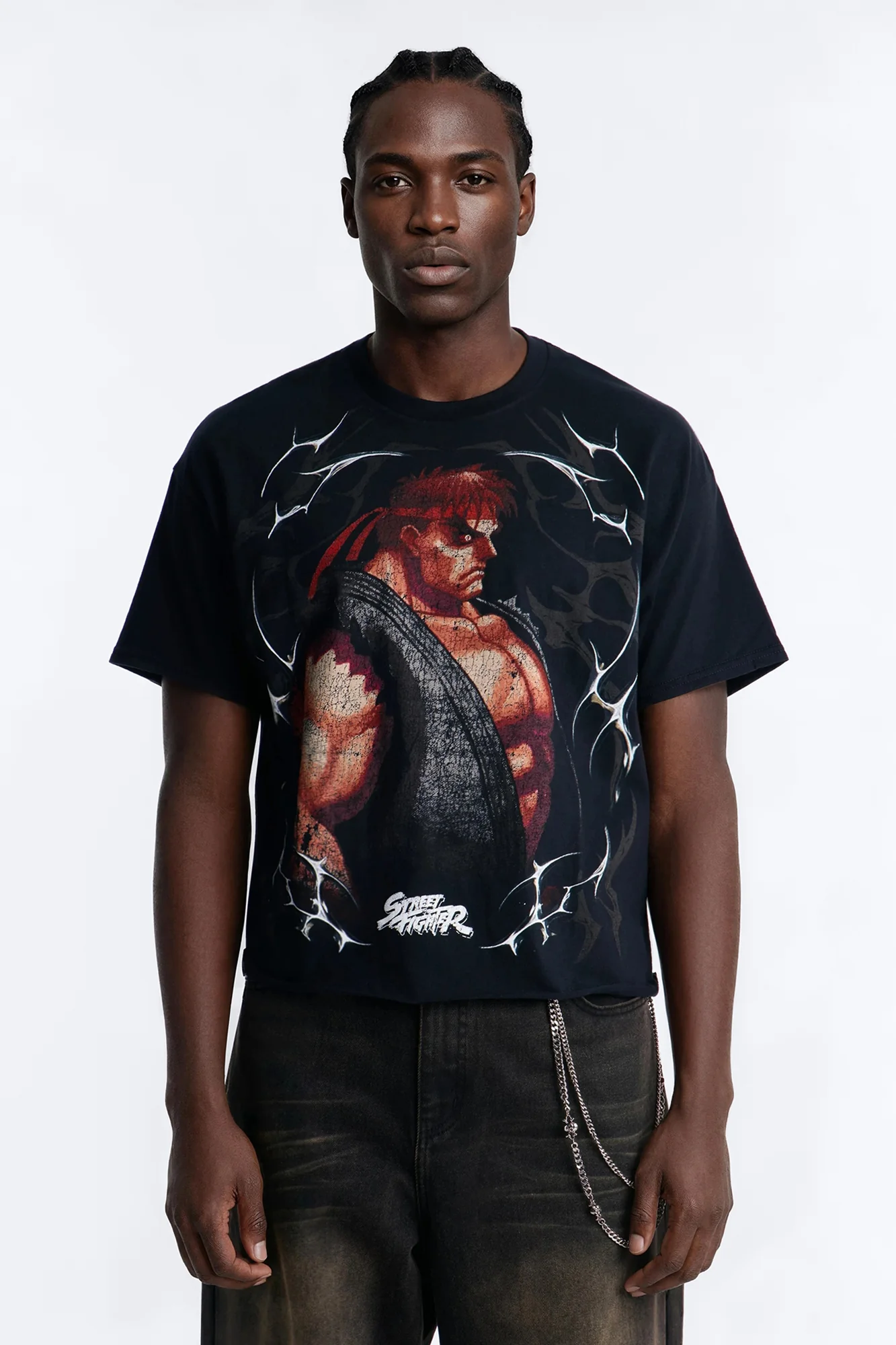Street Fighter Evil Ryu Raging Demon Boxy Short Sleeve Tee - Black