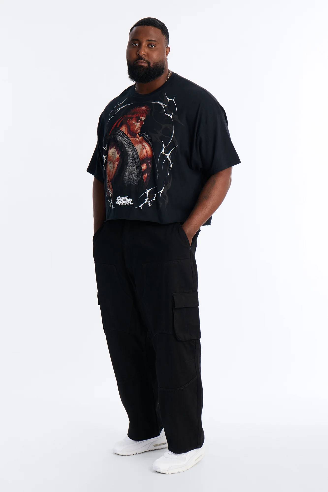 Street Fighter Evil Ryu Raging Demon Boxy Short Sleeve Tee - Black - Image 6