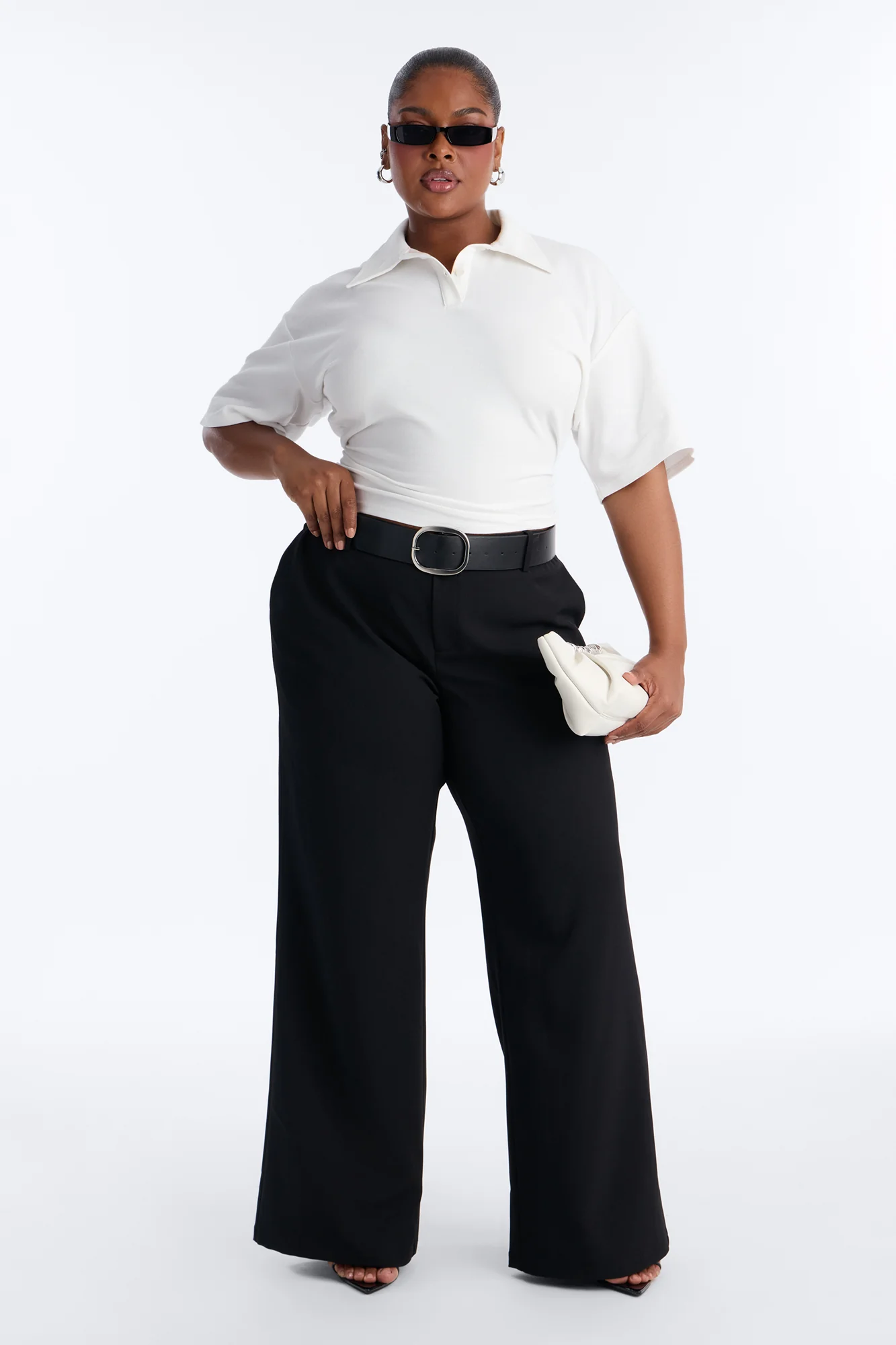 Street Serve Cinched Short Sleeve Polo Top - White - Image 6