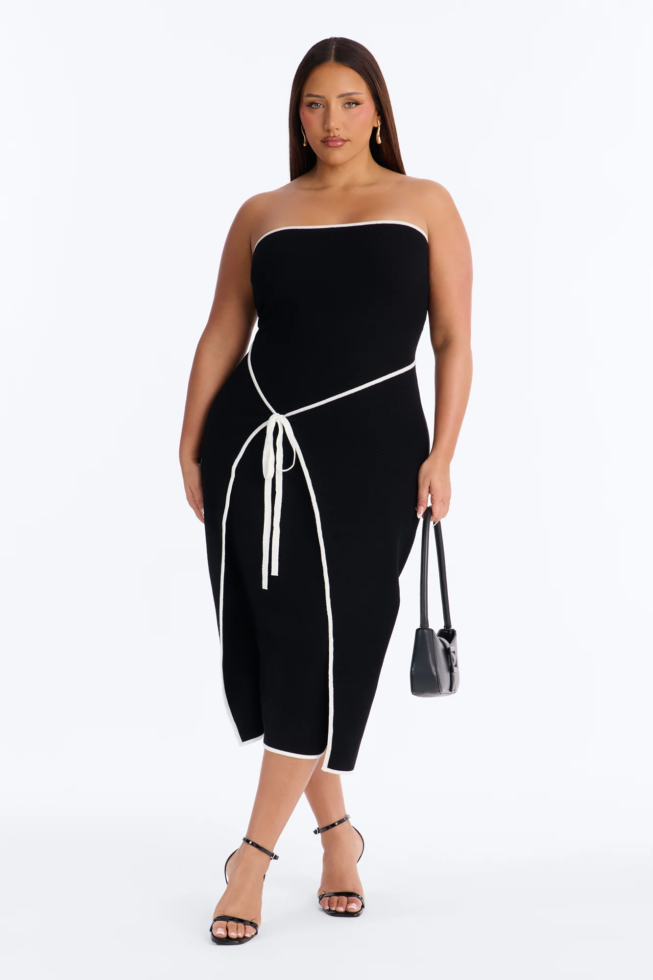 Strong Attraction Strapless Midi Dress - Black/White - Image 4