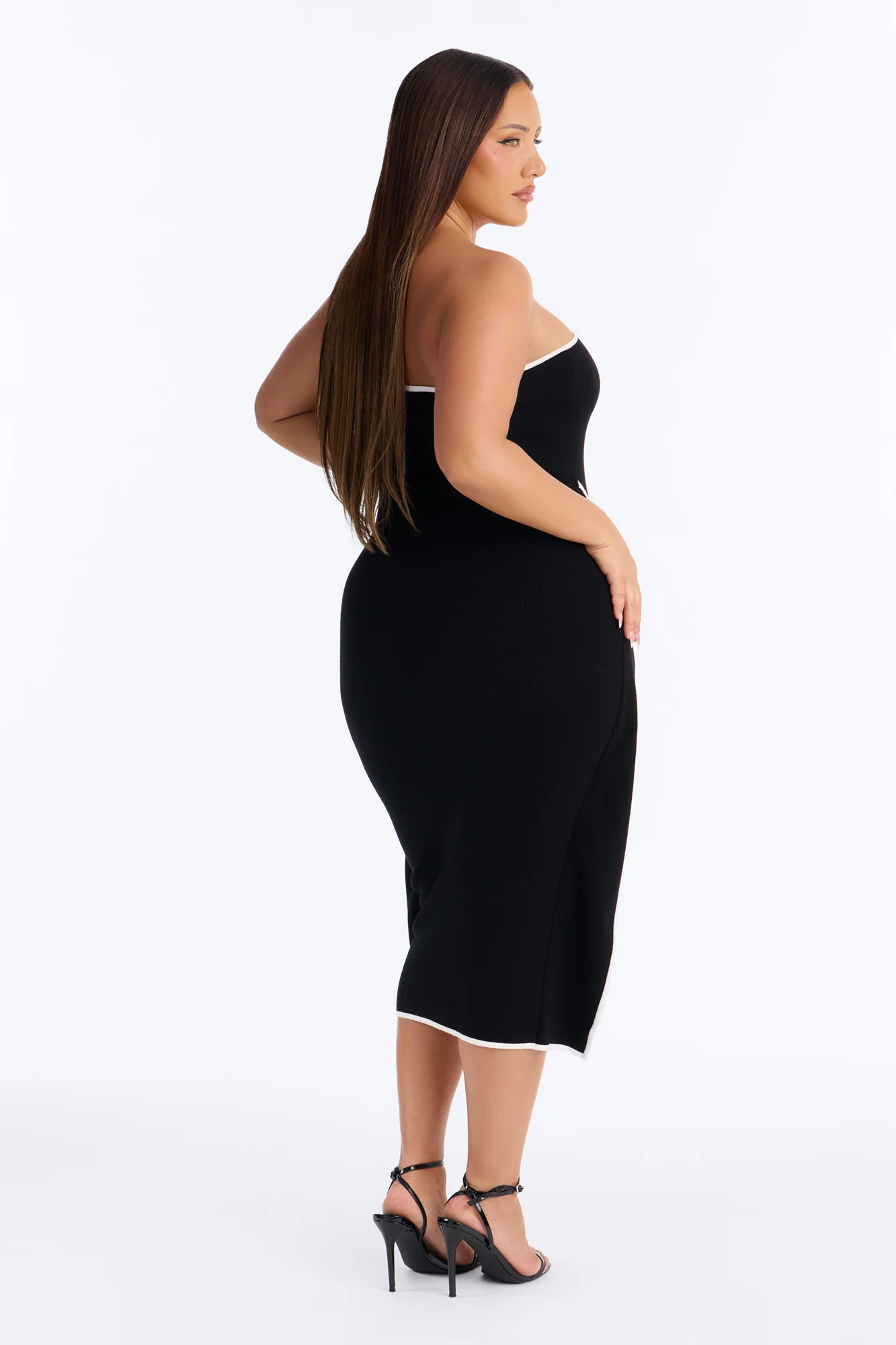 Strong Attraction Strapless Midi Dress - Black/White - Image 7