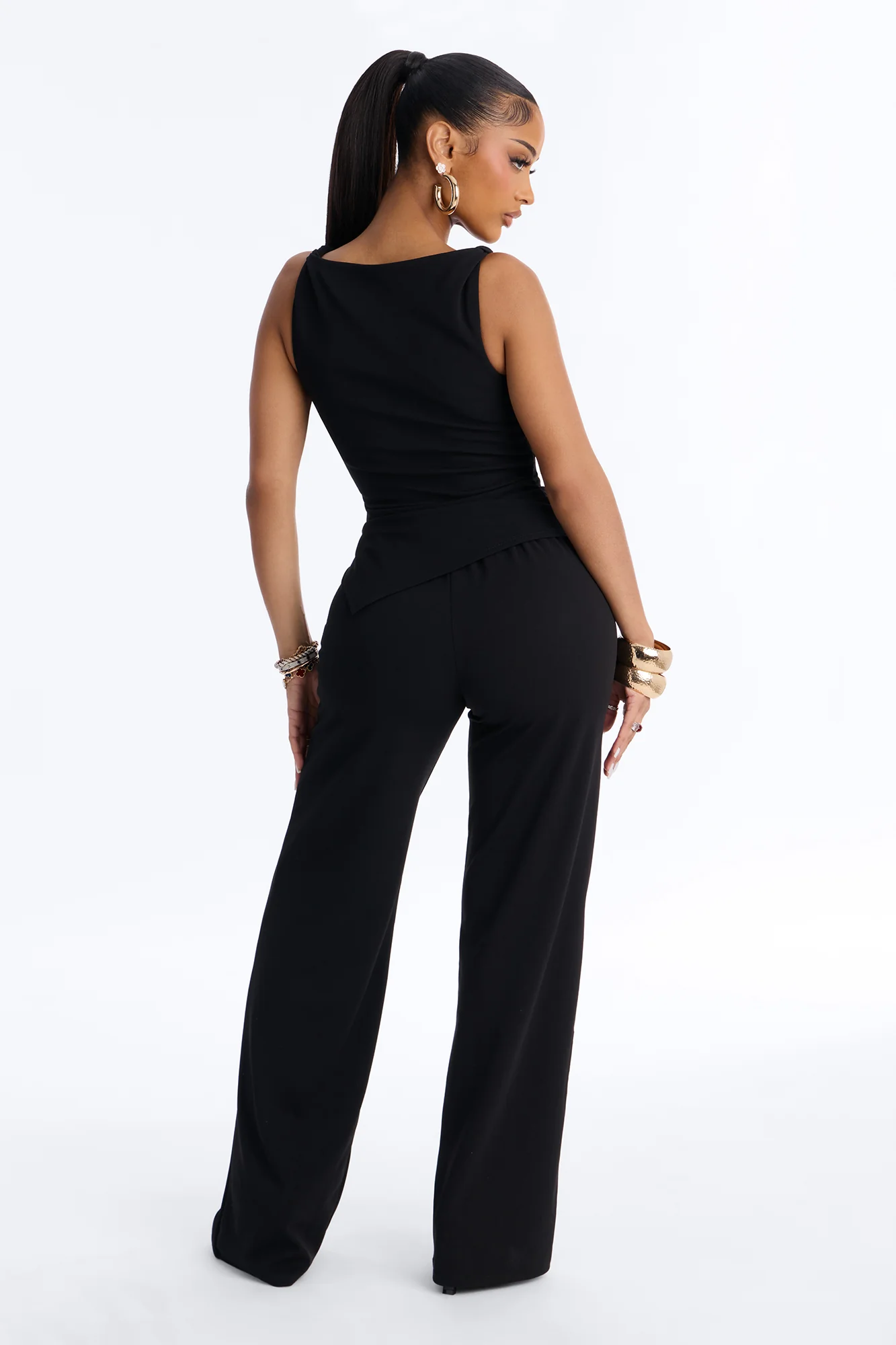 Strong Feelings Asymmetrical Pant Set - Black - Image 3