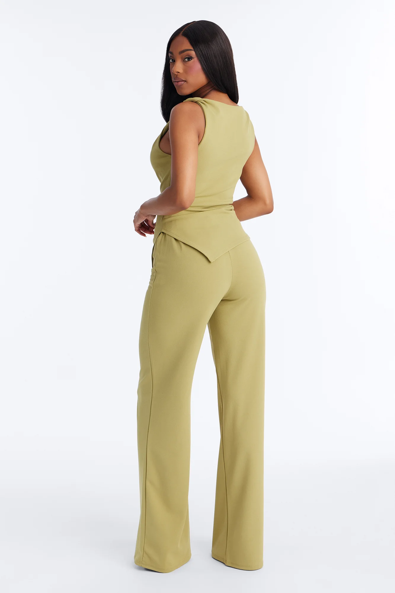 Strong Feelings Asymmetrical Pant Set - Green - Image 5