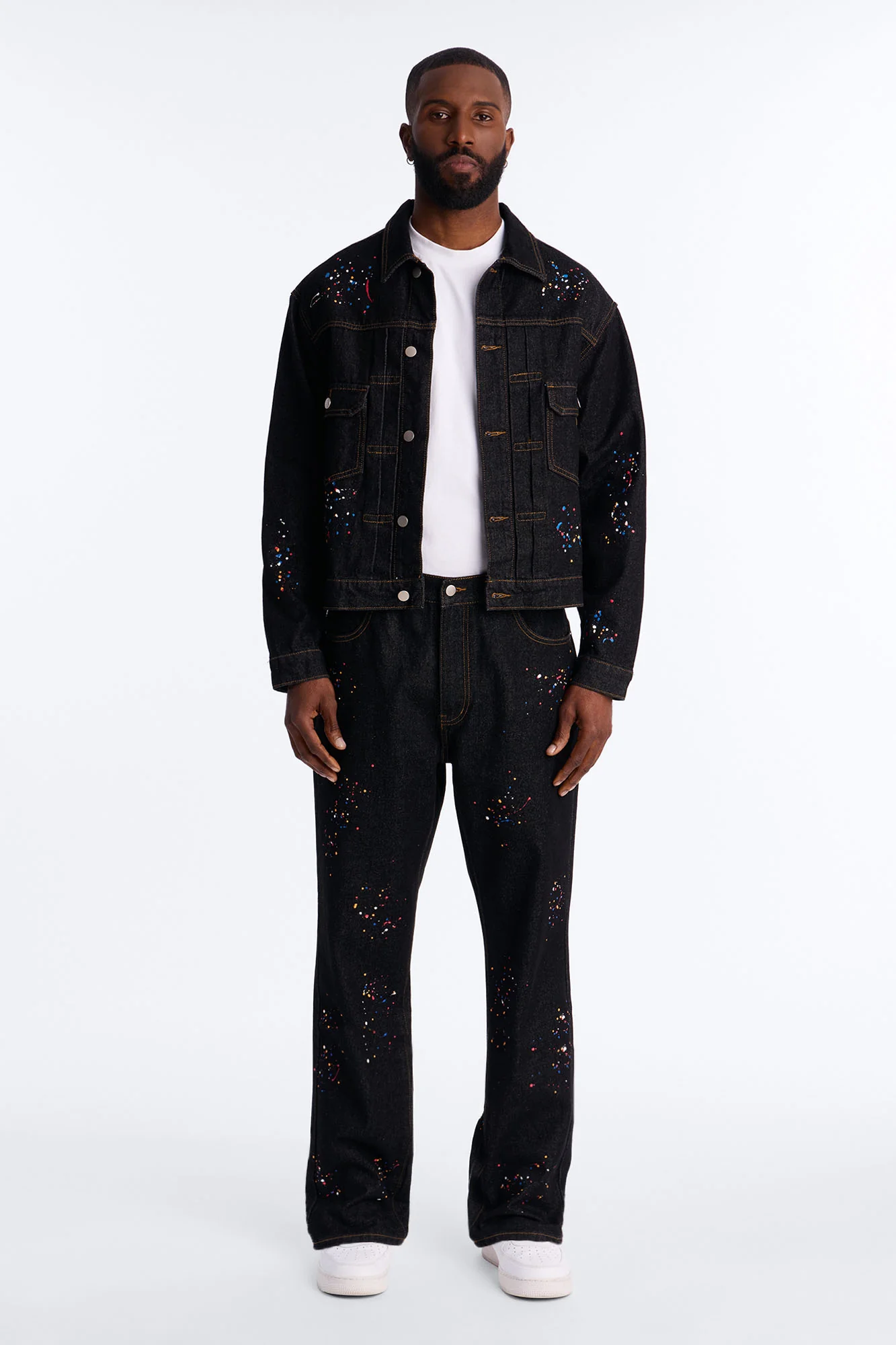 Studio Paint Denim Trucker Jacket - Dark Wash - Image 2