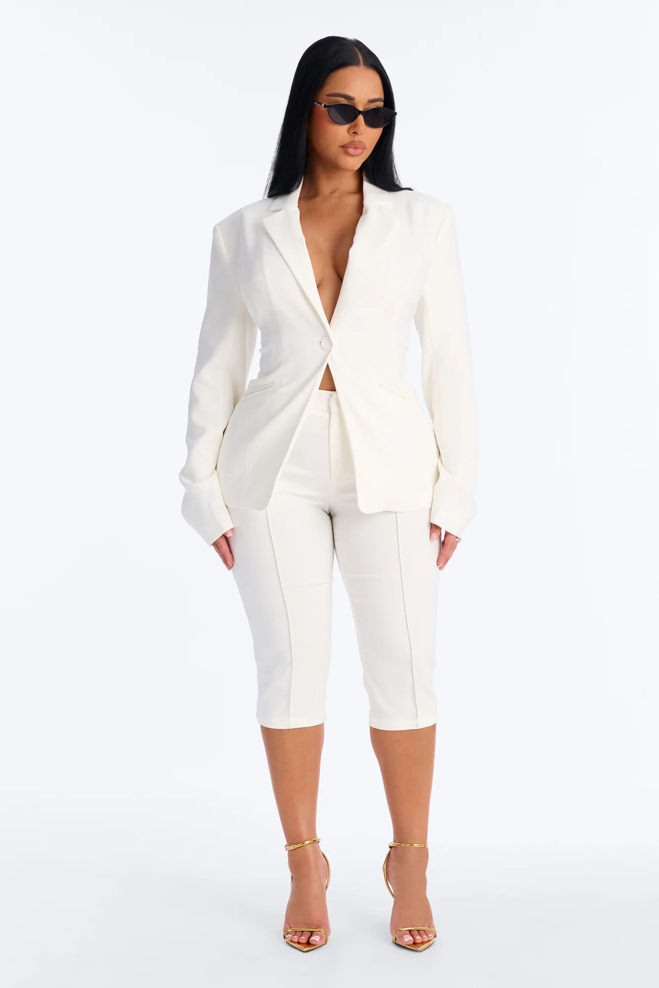 Such A Diva Blazer Capri Set - White