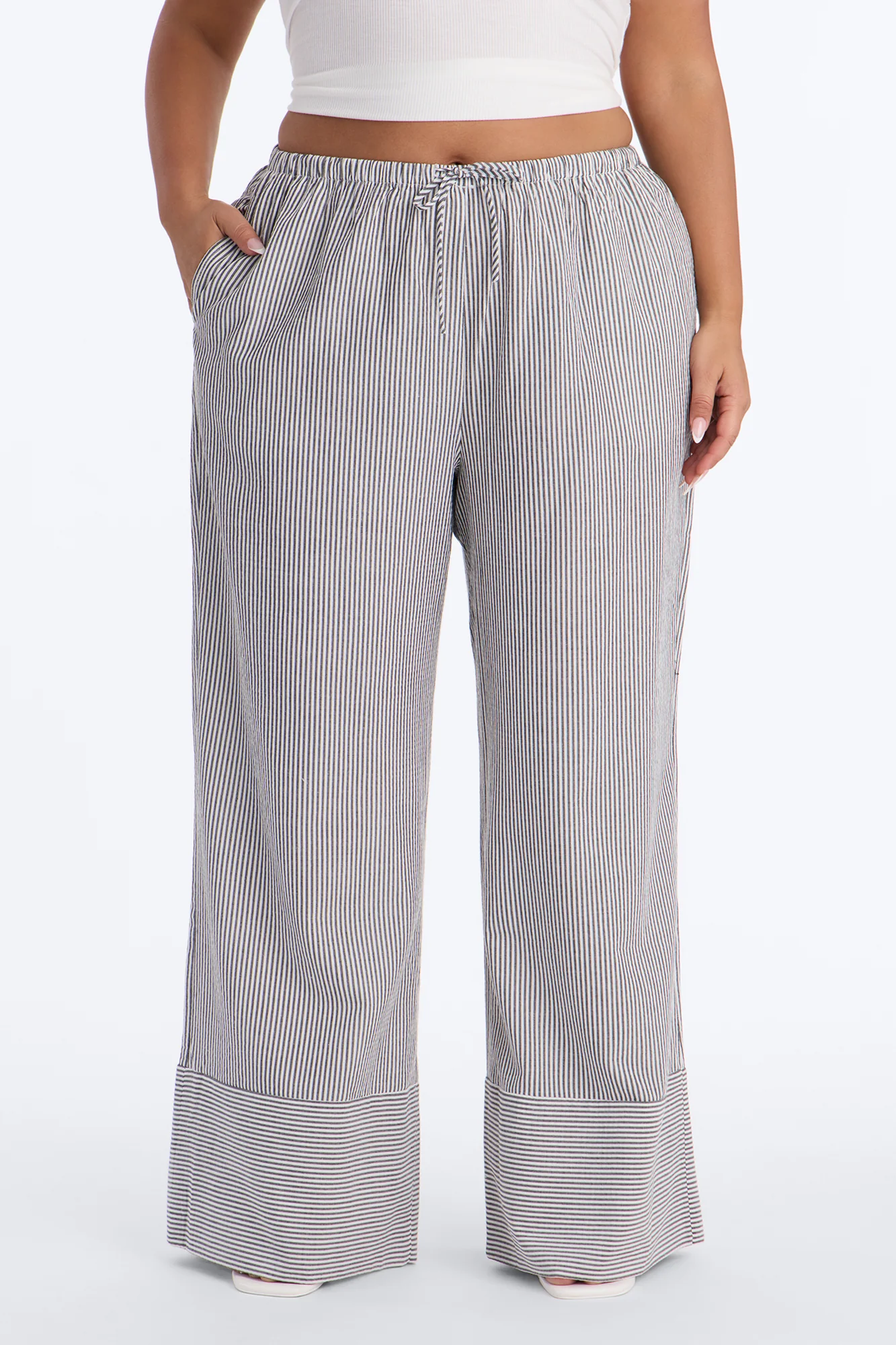 Suddenly I See Wide Leg Striped Pant - Black/White - Image 6