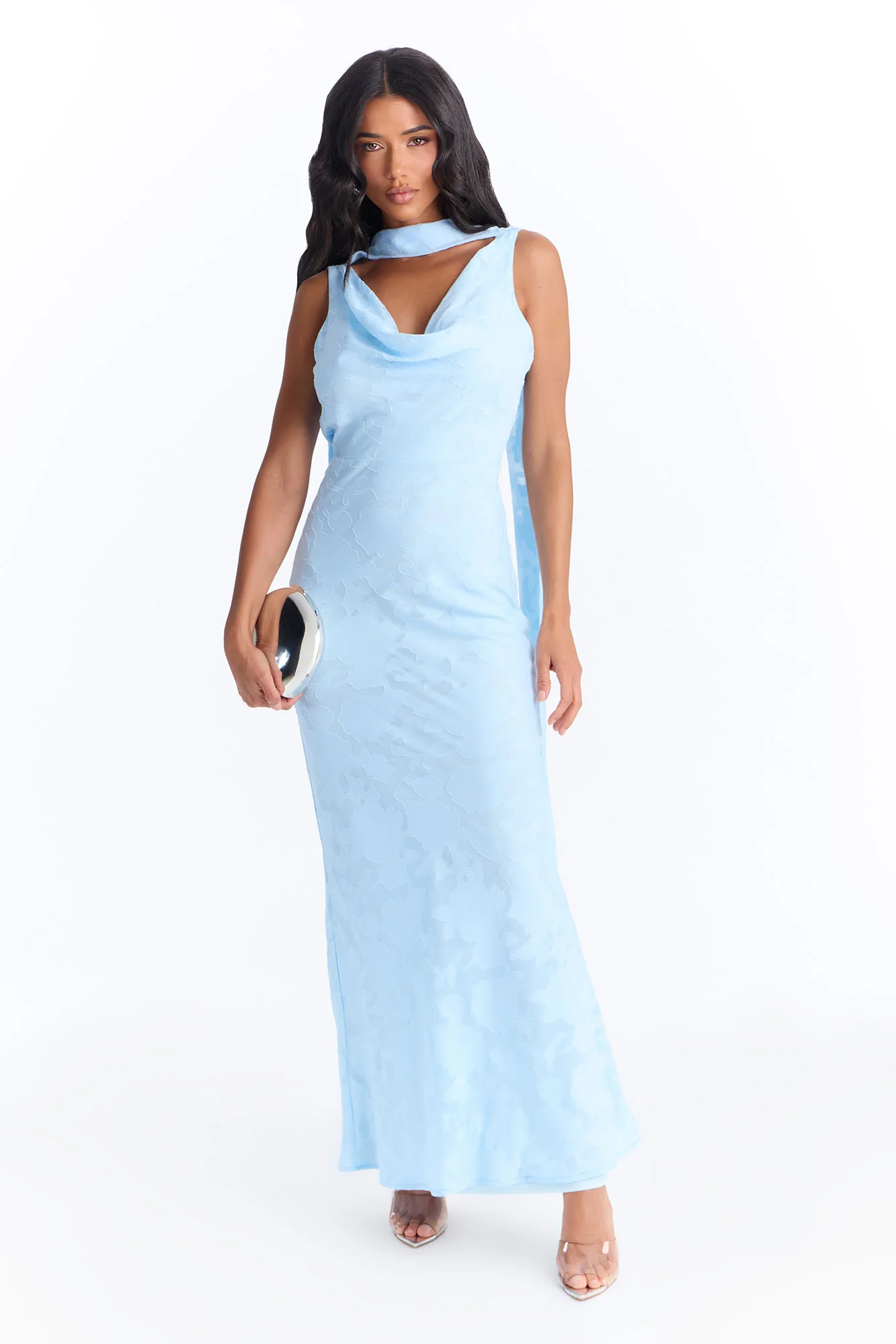 Sugar Rush Floral Chiffon Gown - Light Blue