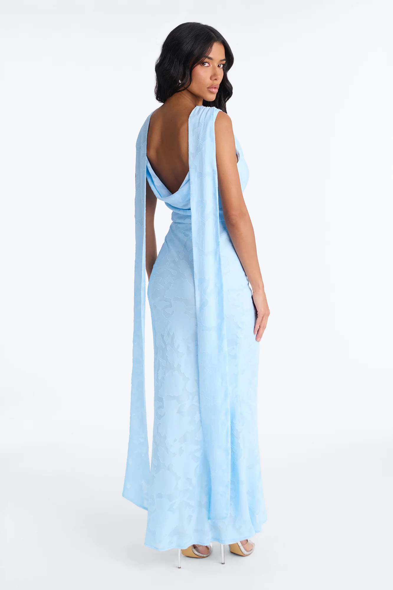 Sugar Rush Floral Chiffon Gown - Light Blue - Image 3