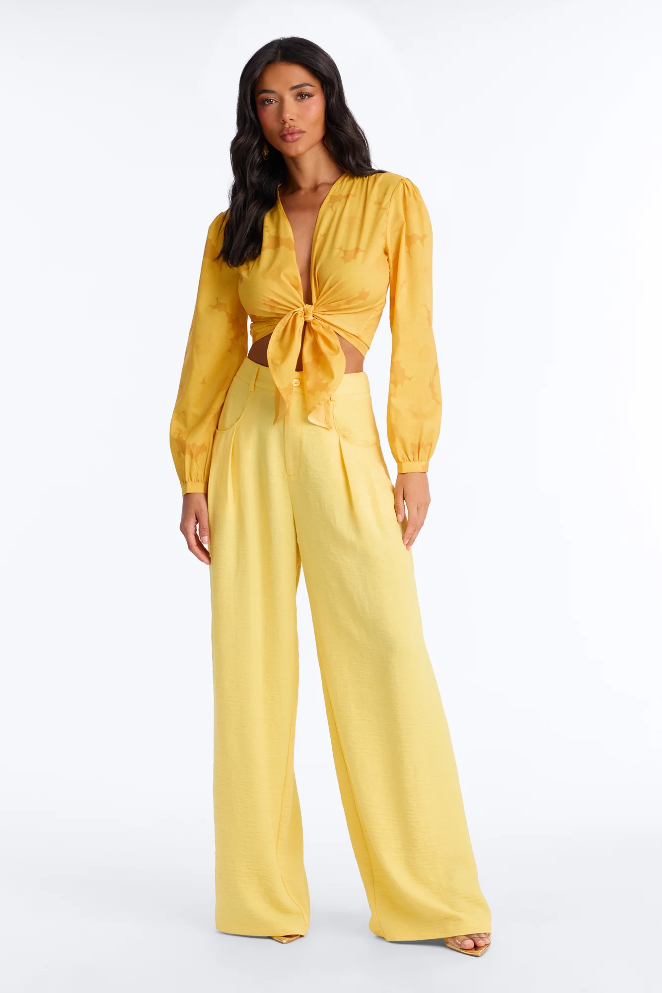 Summer Breeze Therapy Floral Satin Top - Yellow - Image 2