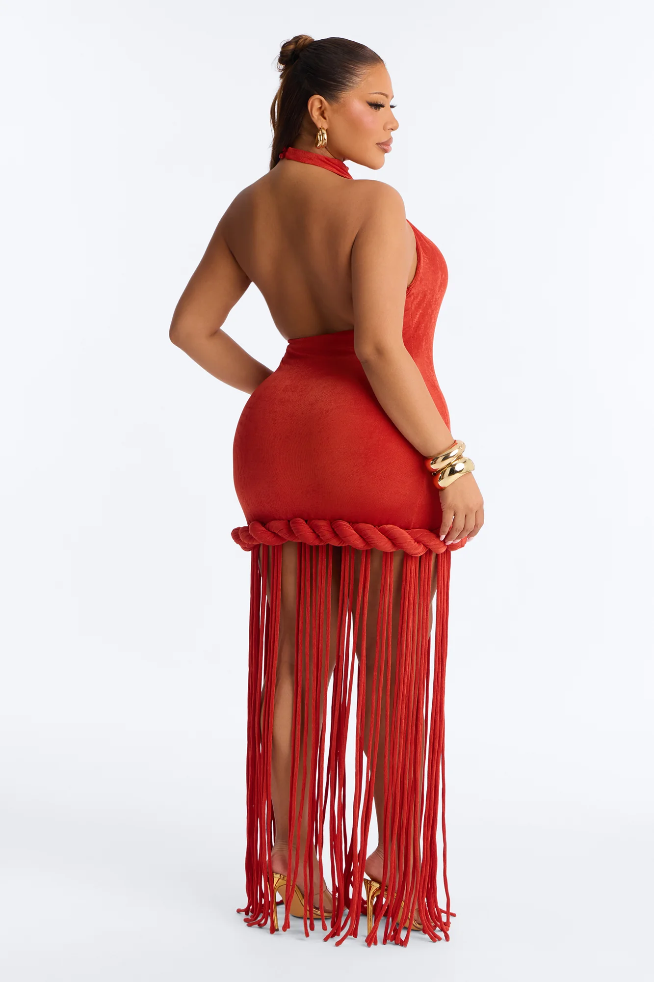 Summer Daze Fringe Slinky Maxi Dress - Rust - Image 8