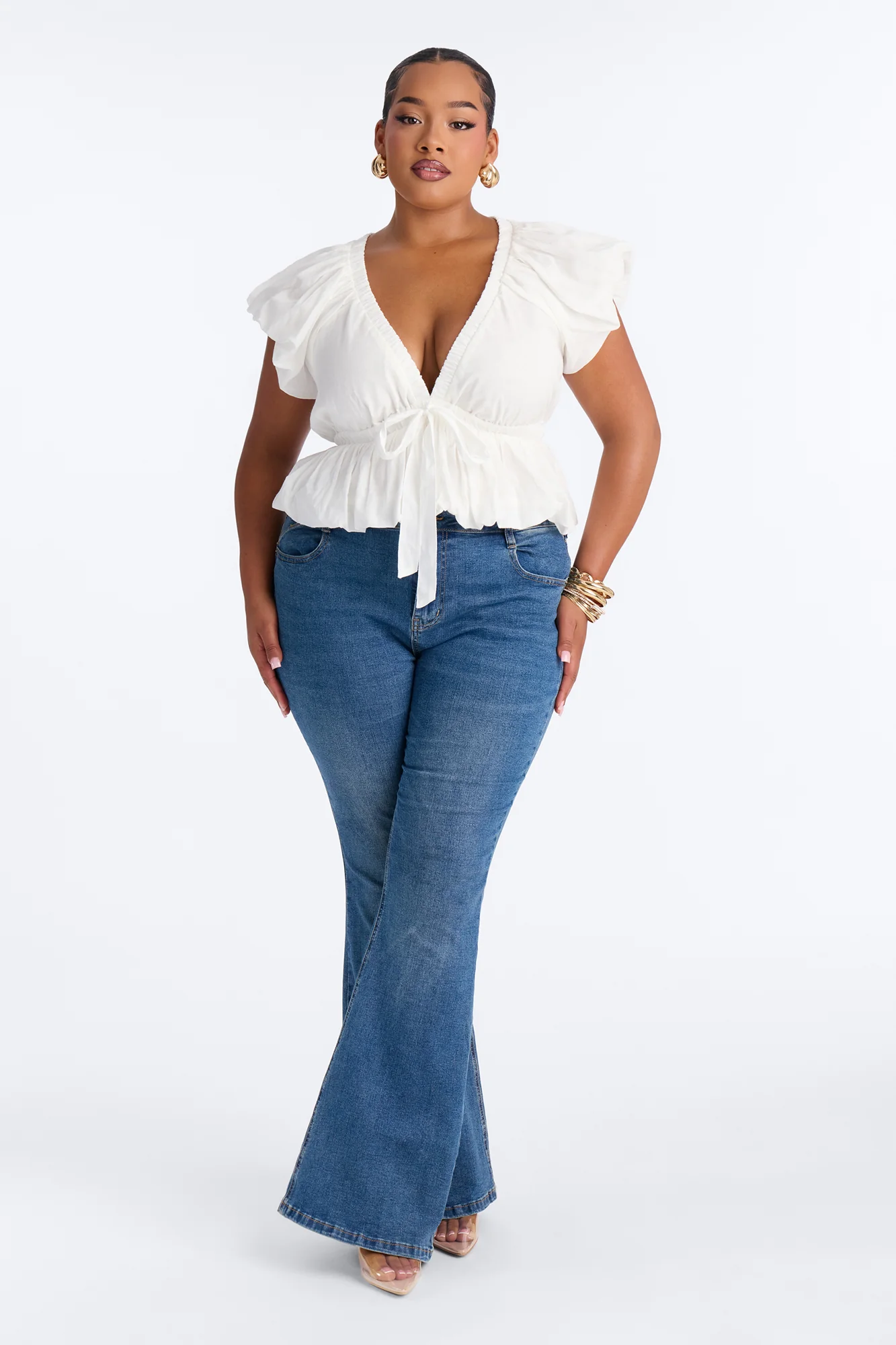 Summer Delight Ruched Top - White - Image 6