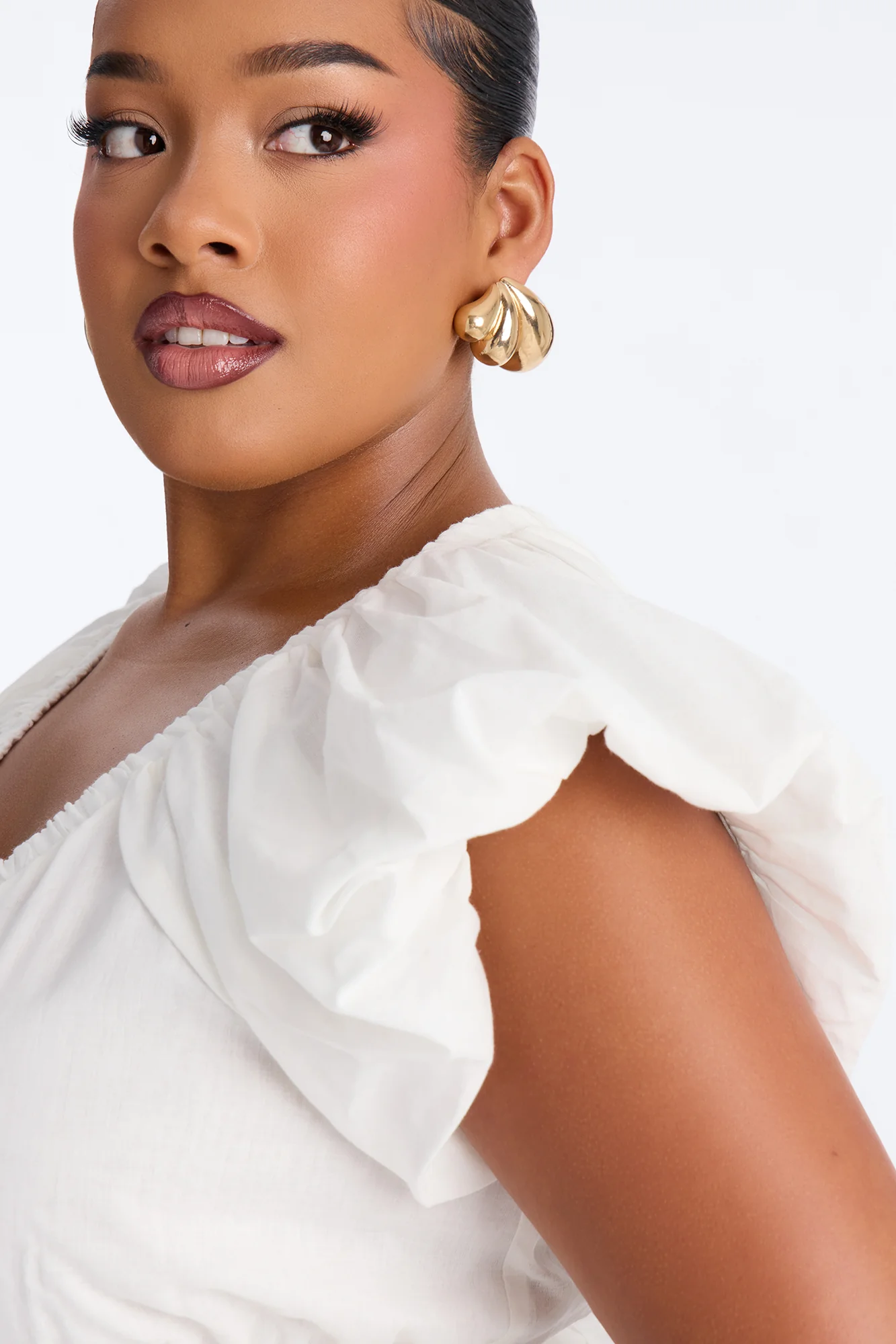 Summer Delight Ruched Top - White - Image 7