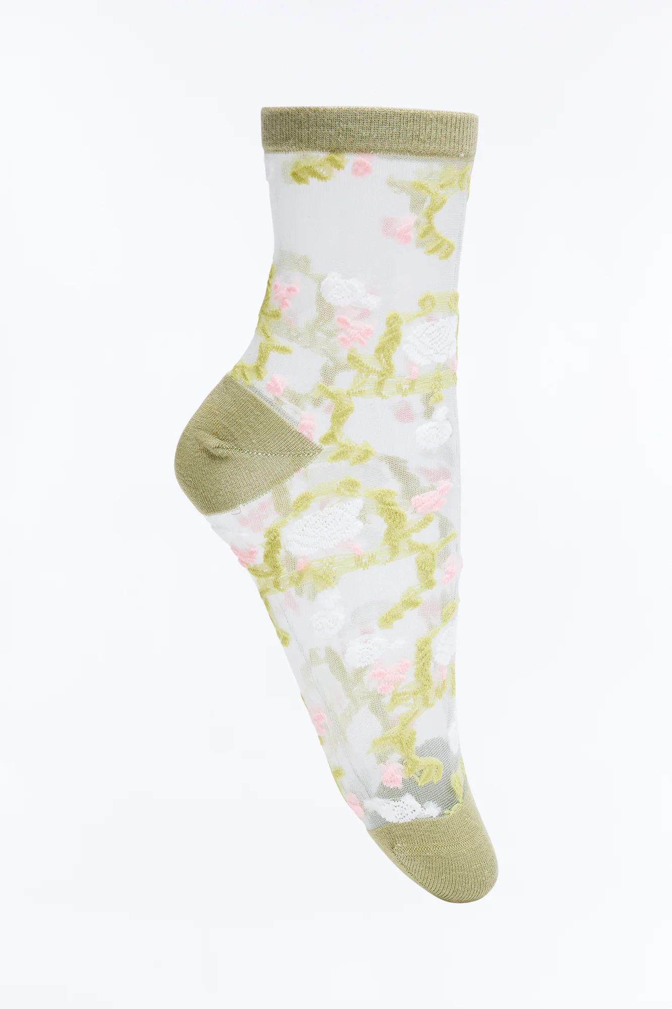 Summer Fields Sheer Crew Socks - Green/combo - Image 2
