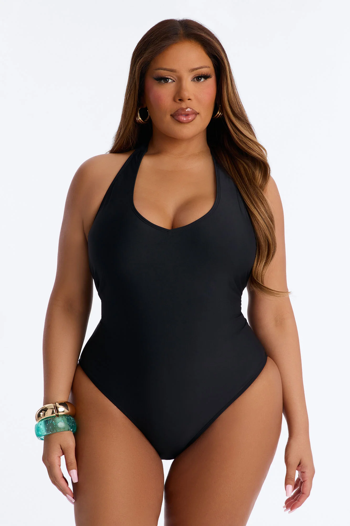 Summer Fling Scoop Neck 1 Piece Swimsuit - Black - Image 4