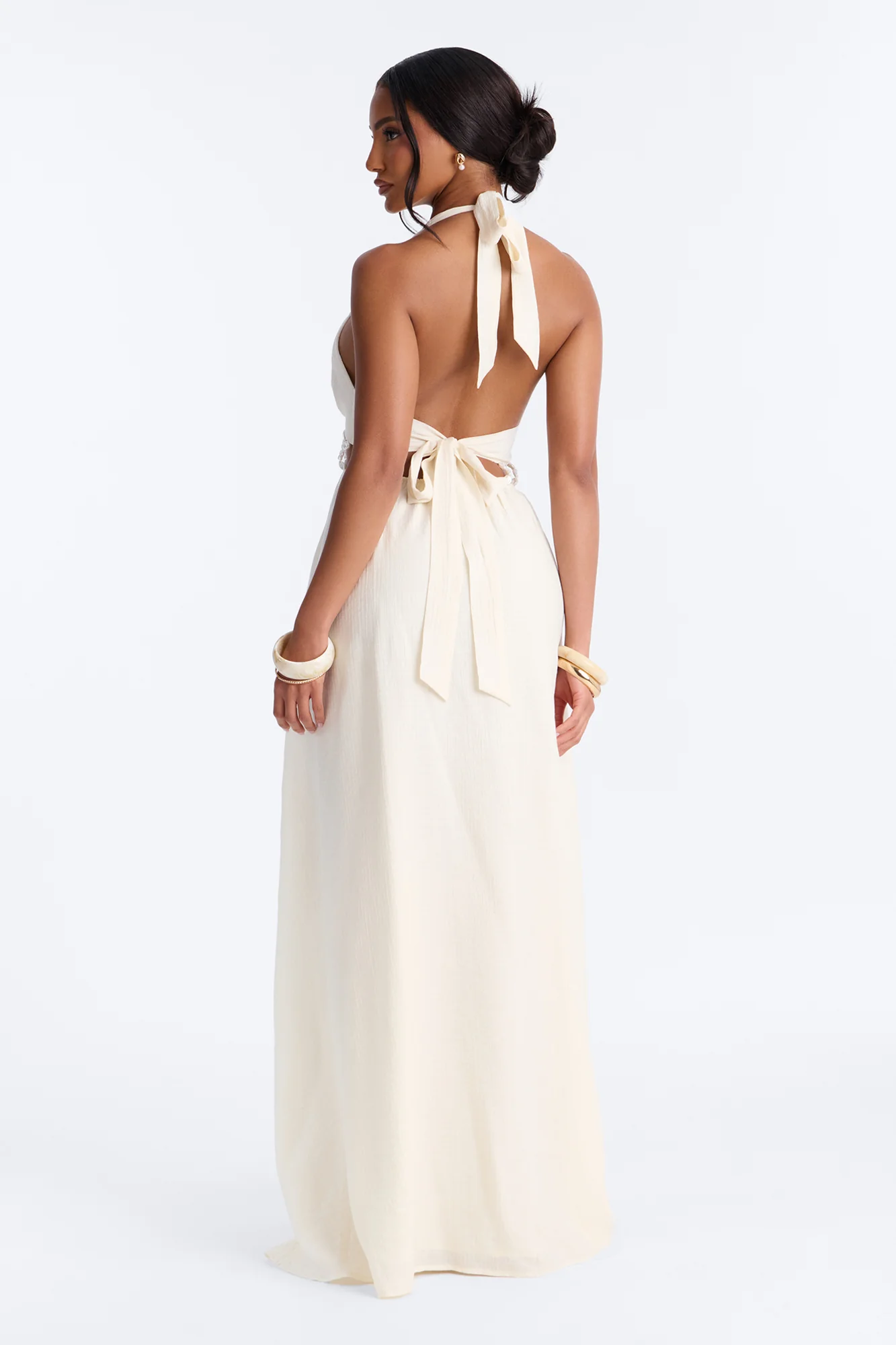 Summer Glowing Pearl Maxi Dress - Cream - Image 4