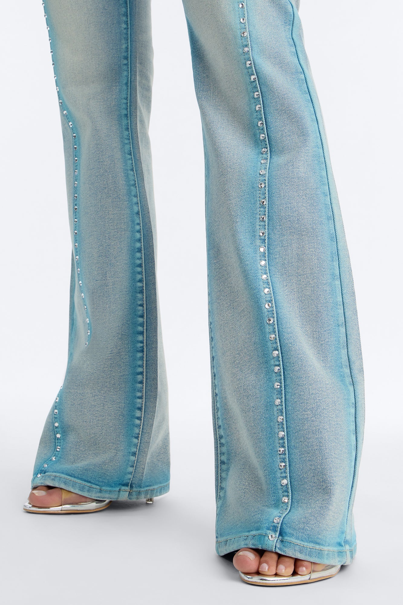 Summer Love Embellished Flare Jeans - Blue - Image 3