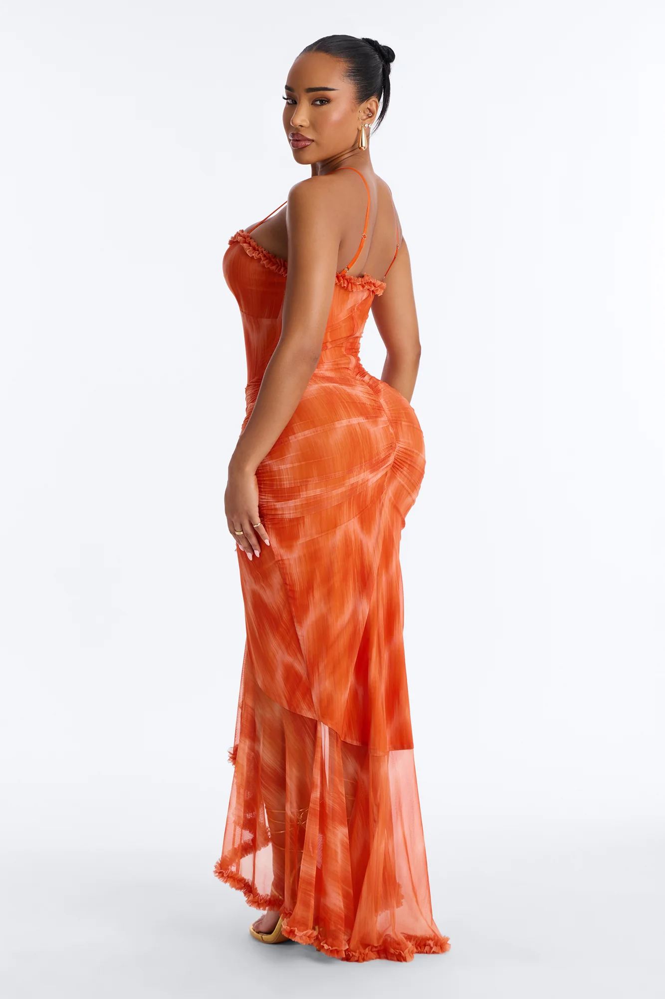 Summer Lover Mesh Maxi Dress - Orange/combo - Image 4