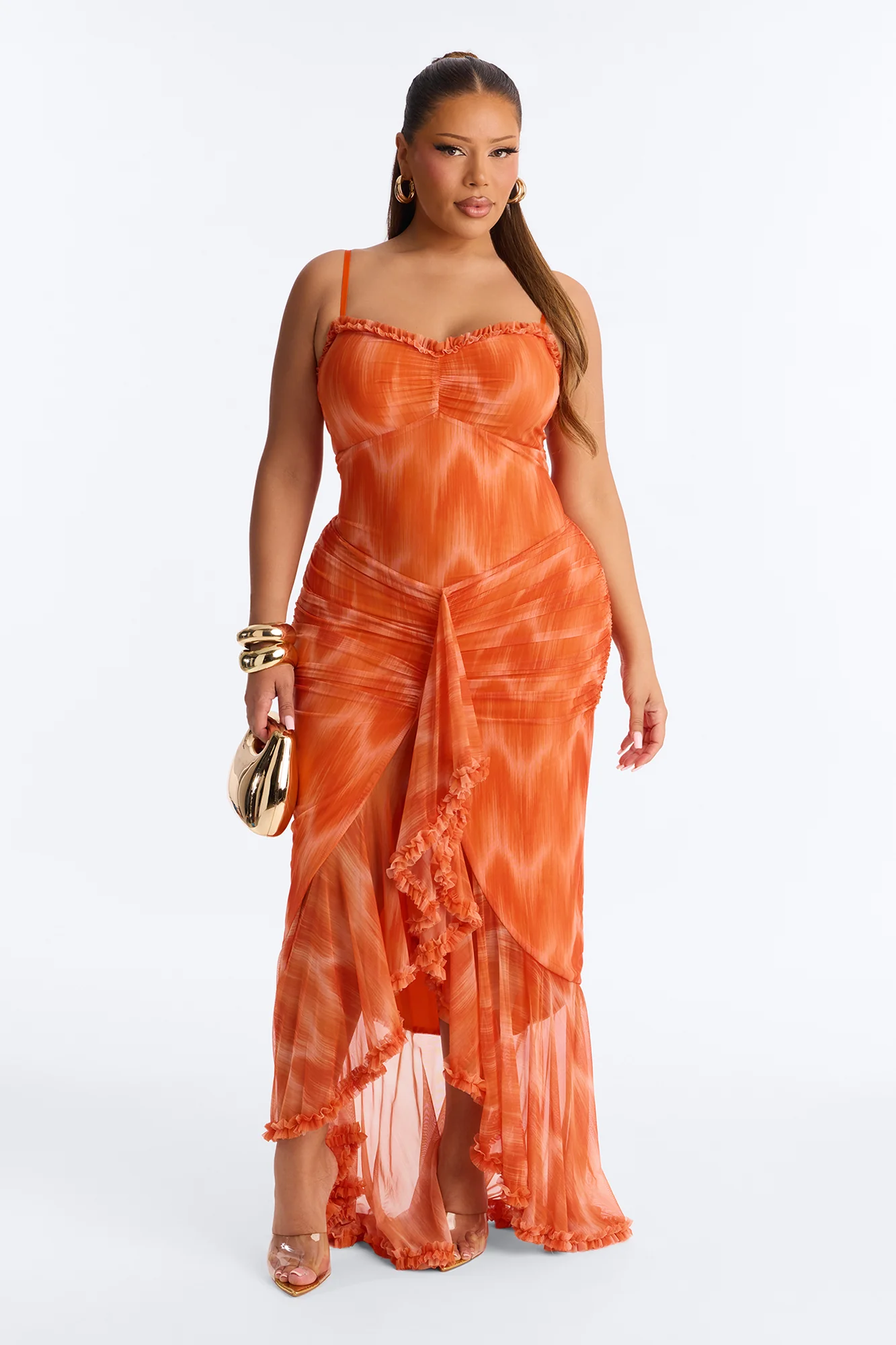 Summer Lover Mesh Maxi Dress - Orange/combo - Image 5