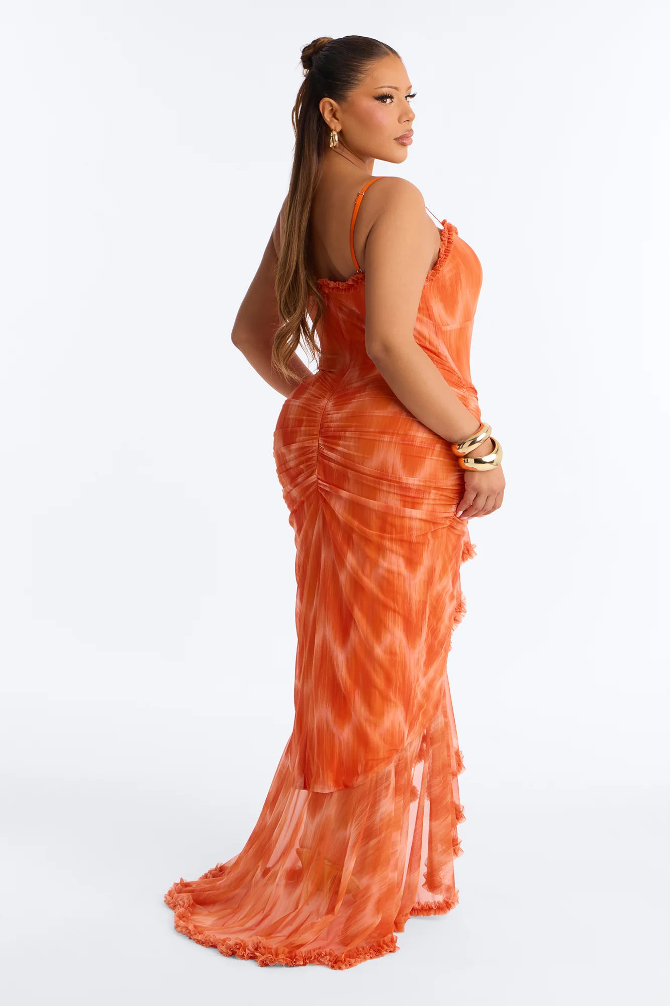 Summer Lover Mesh Maxi Dress - Orange/combo - Image 8