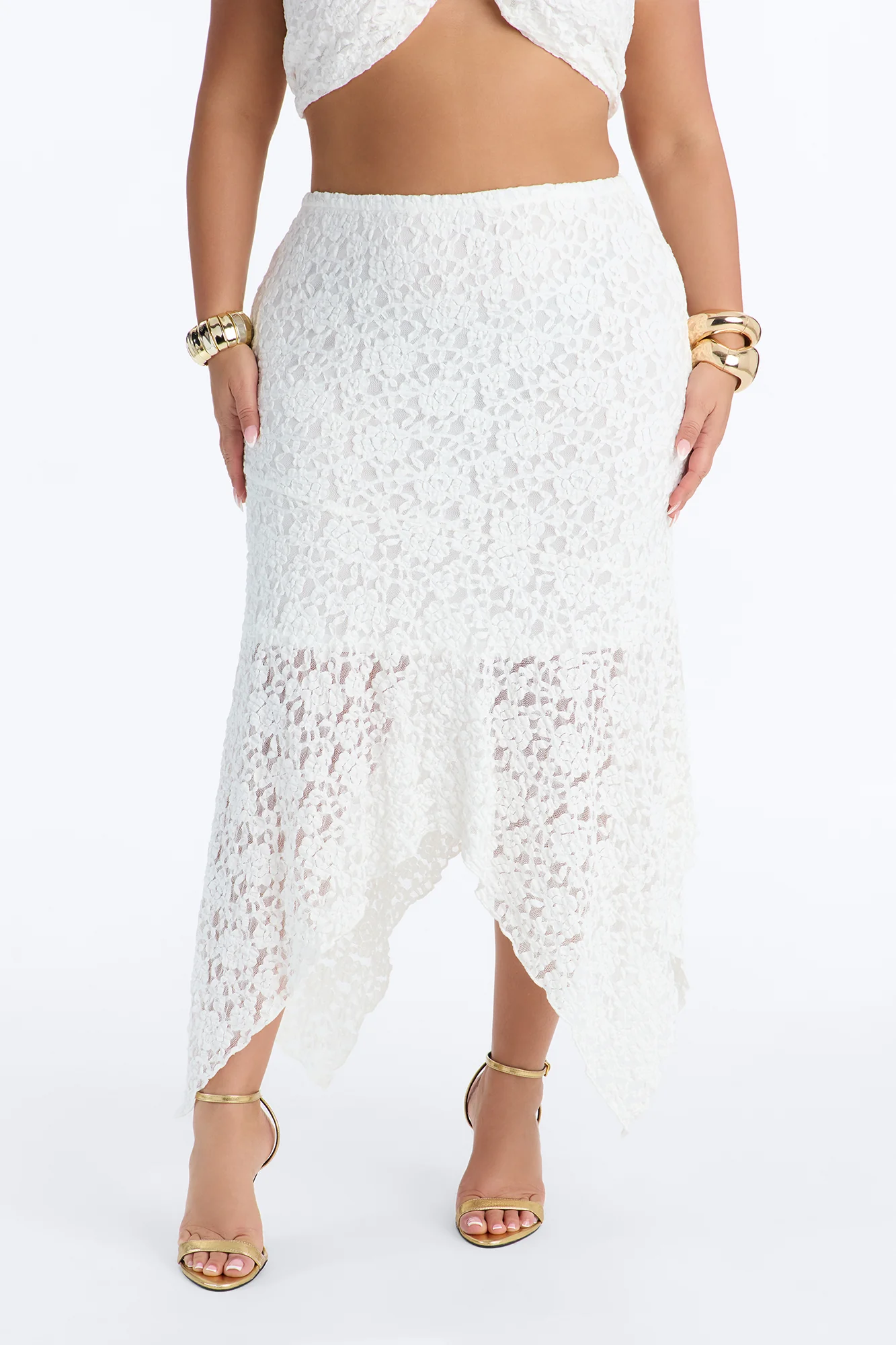 Summer Romance Asymmetrical Lace Maxi Skirt - Ivory - Image 5