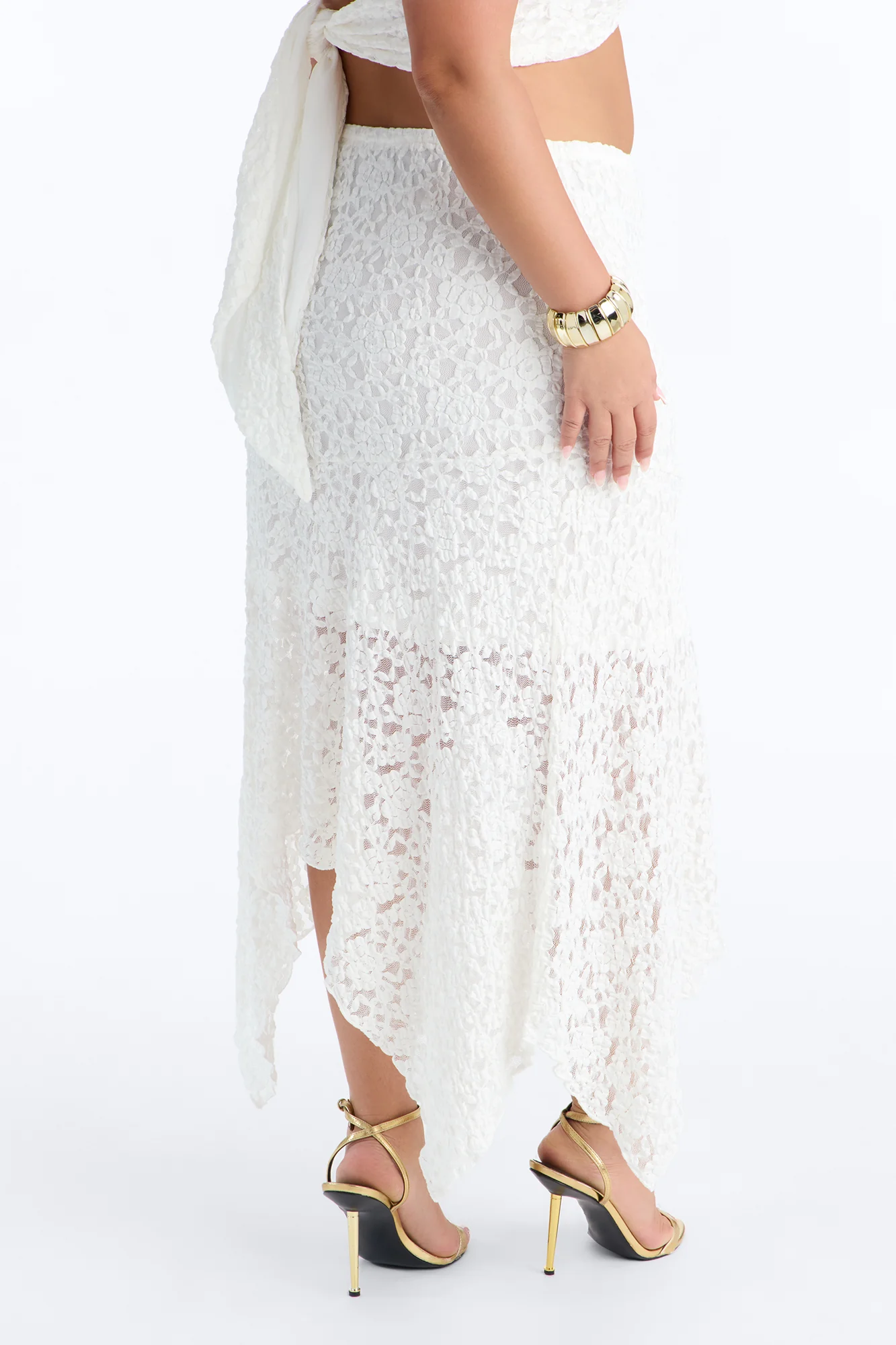 Summer Romance Asymmetrical Lace Maxi Skirt - Ivory - Image 7