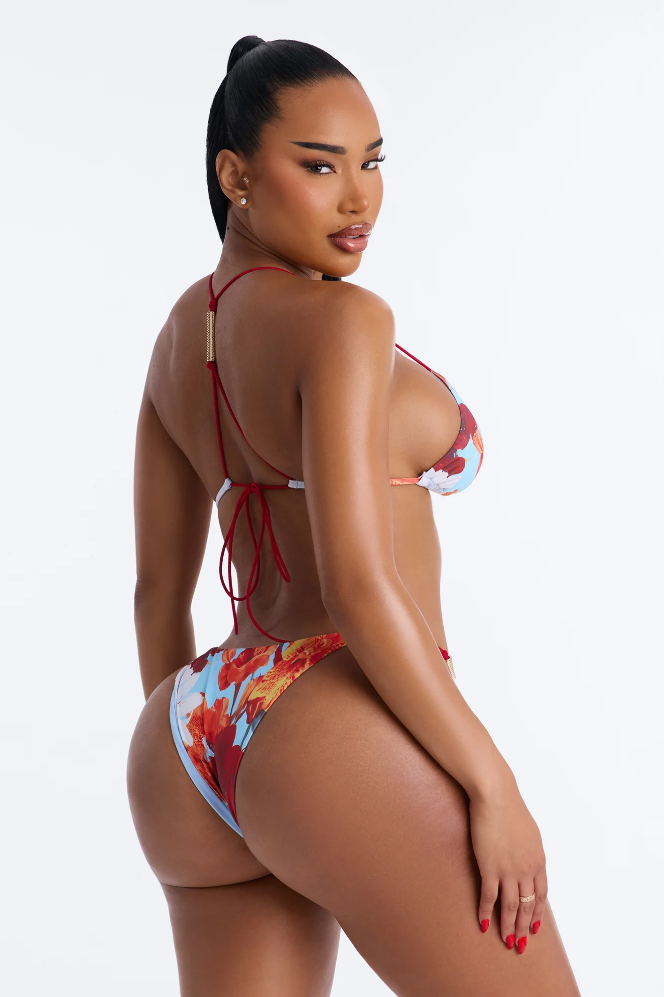 Summer Time Fine Triangle Bikini Set - Multi Color - Image 4
