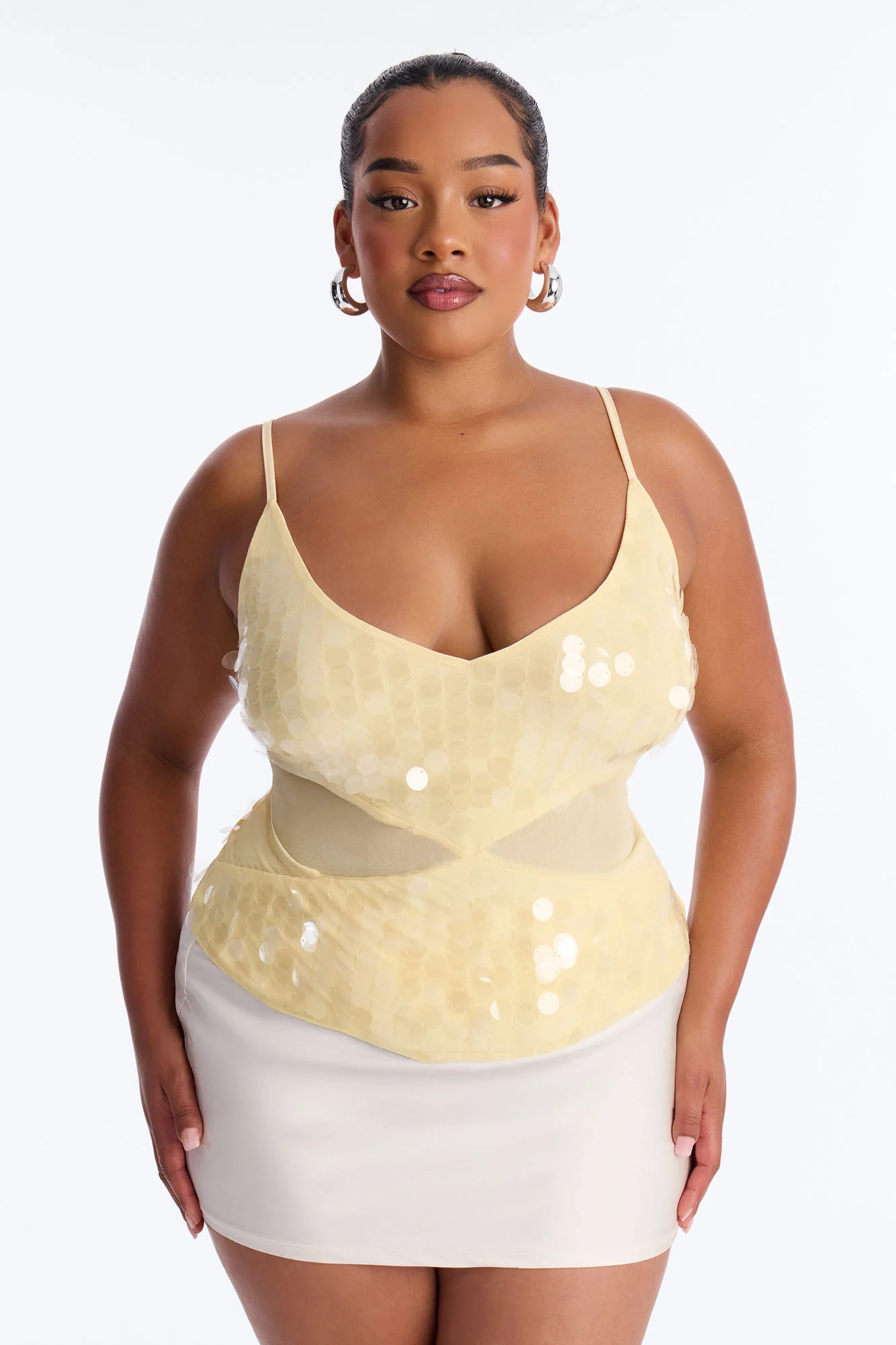 Summering Sequin V-Neck Halter Top - Butter Yellow - Image 5